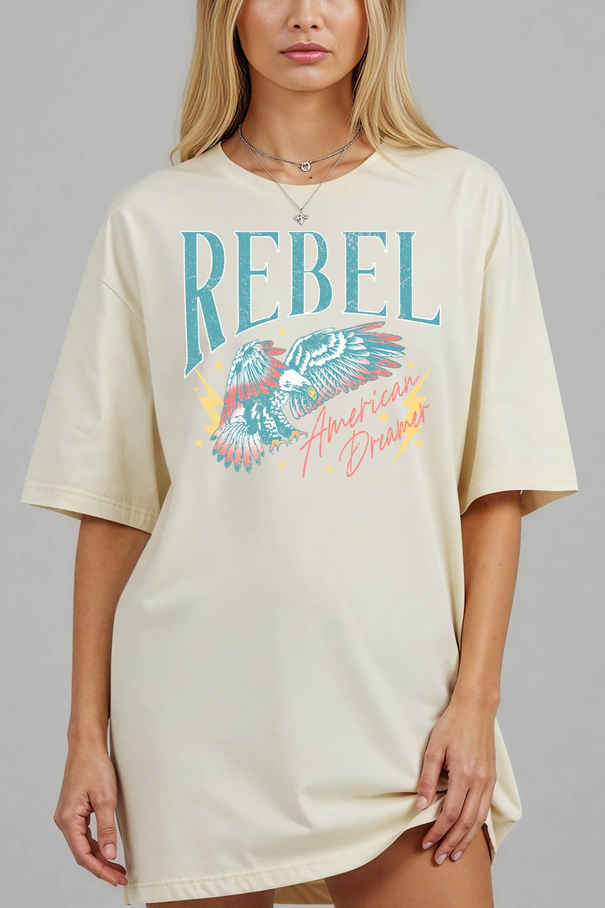 Women Rebel Graphic Print Oversize Loose Fit Top