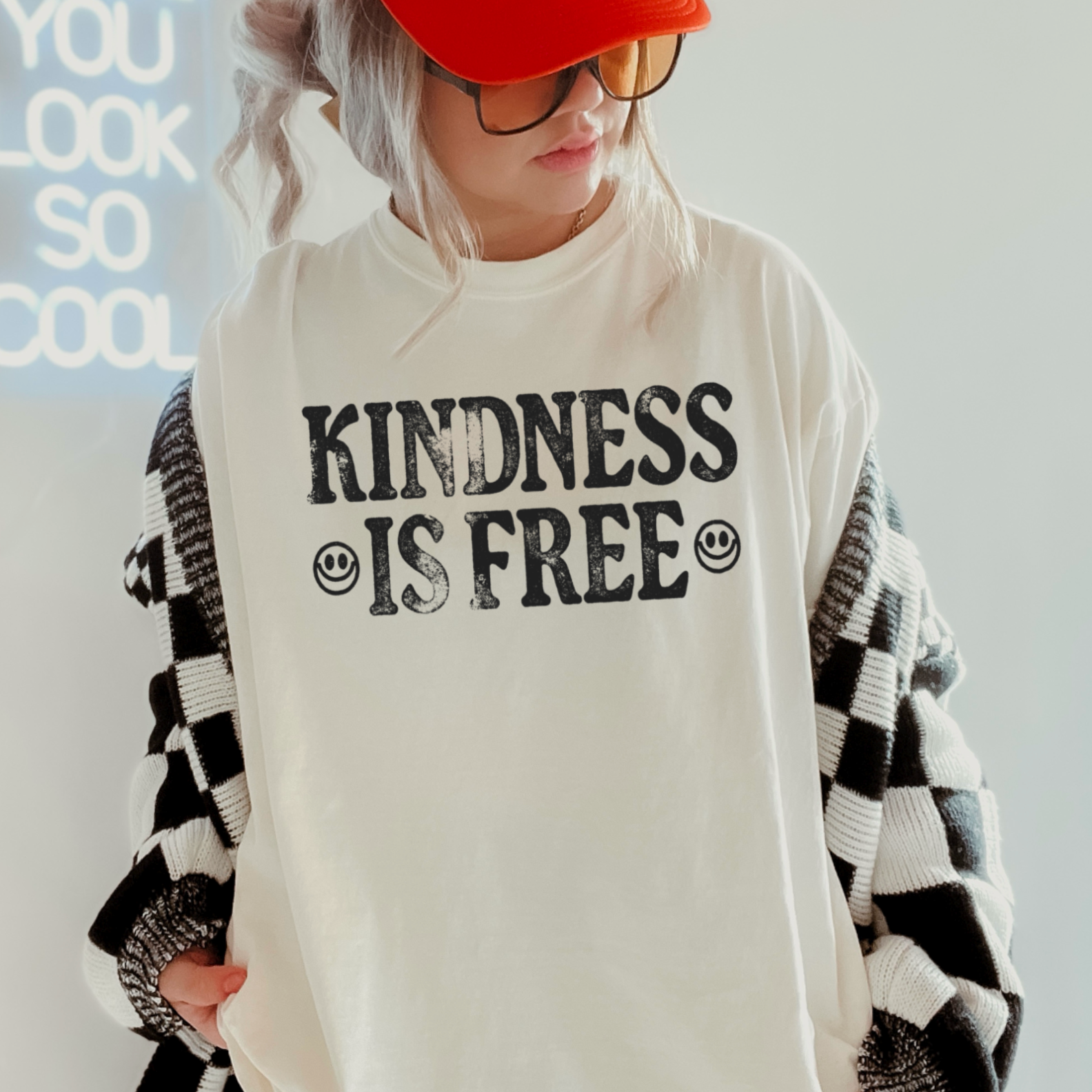 Kindness Is Free Comfort Color Screen Print Graphic Tee