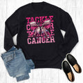 Football Retro Glittery Tackle Cancer Graphic Sweatshirt