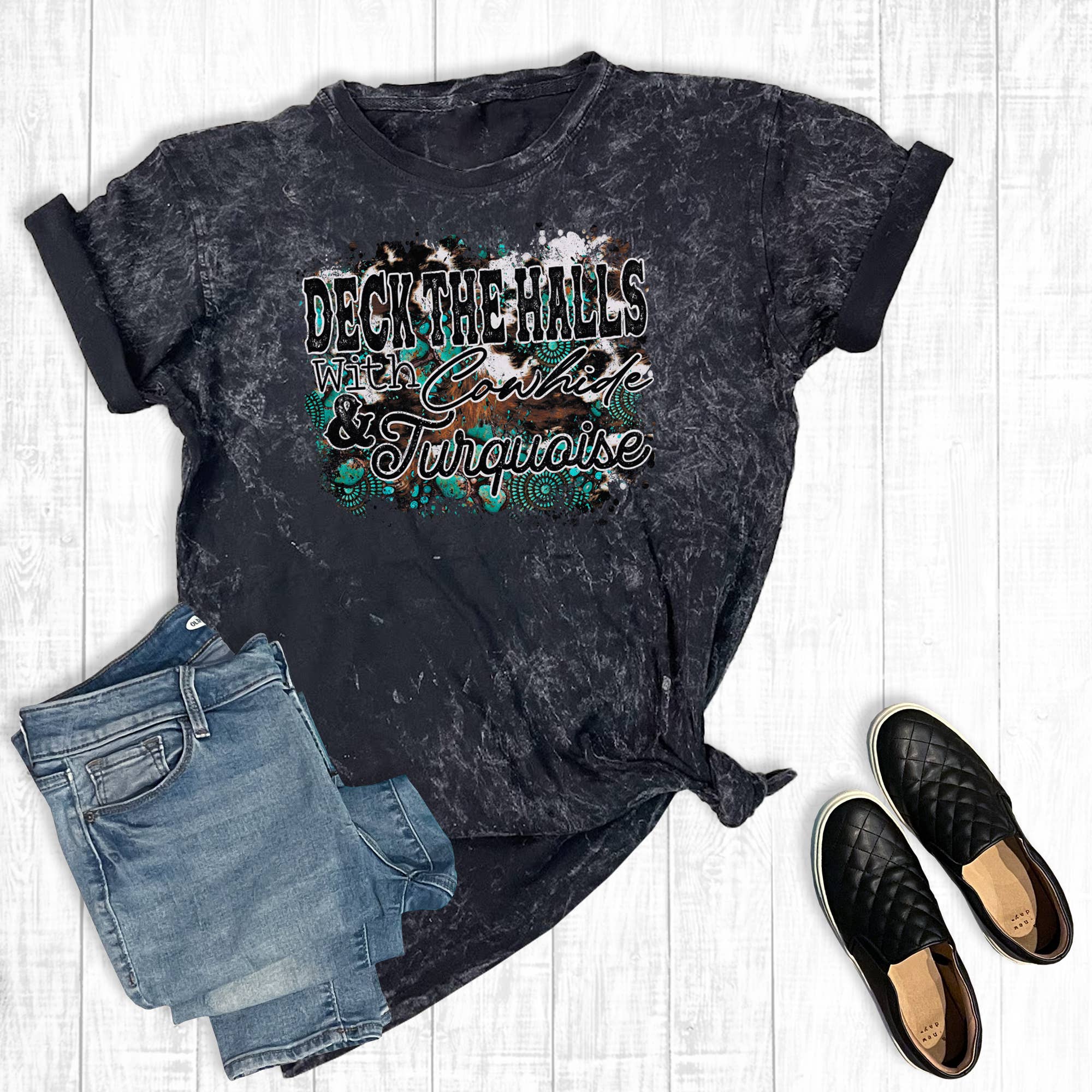 Christmas Deck the Halls with Turquoise and Cowhide Mineral