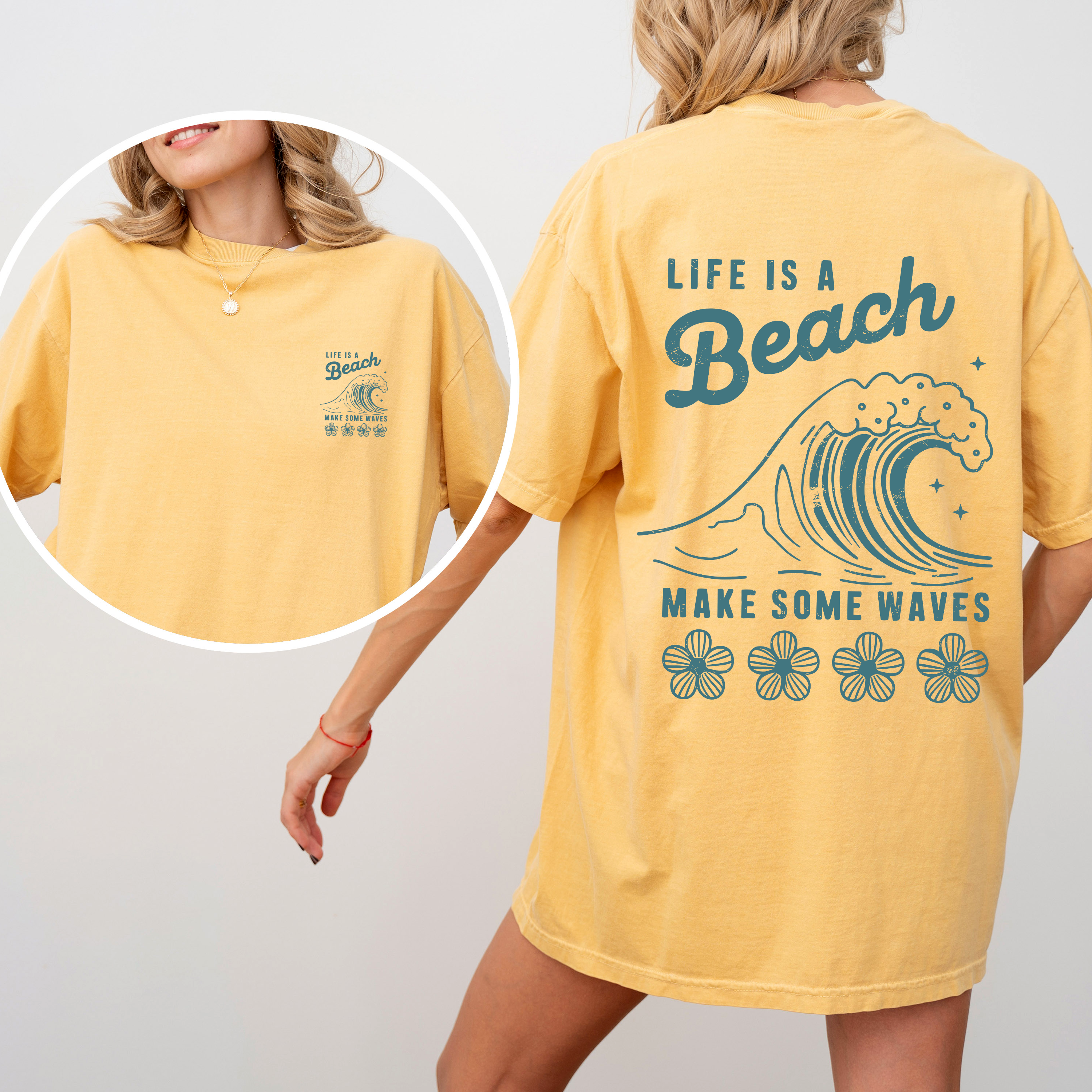 Life Is A Beach, Make Some Waves, Retro Summer T-Shirt