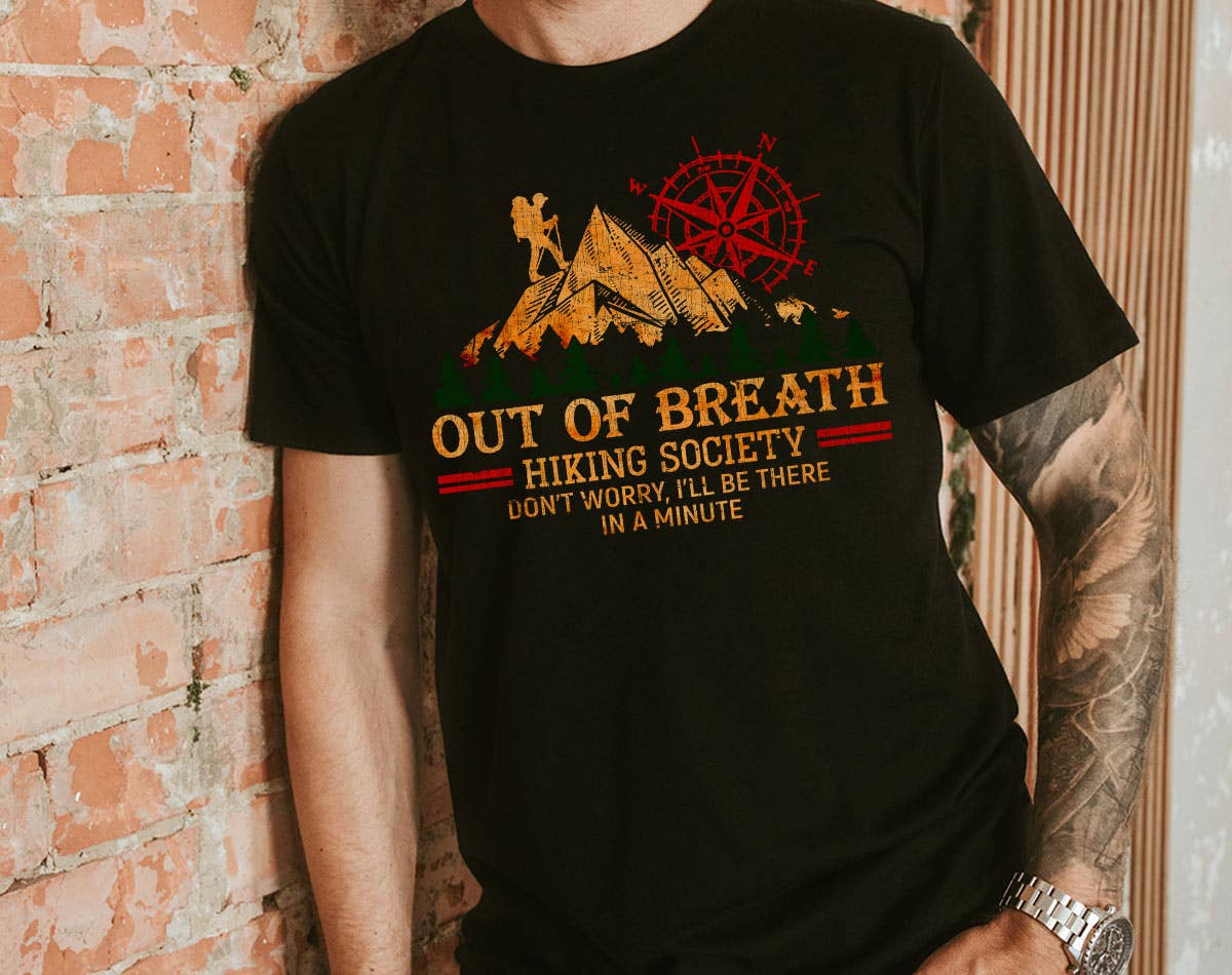 Out of Breath Hiking Society - Funny Mountain T-Shirt