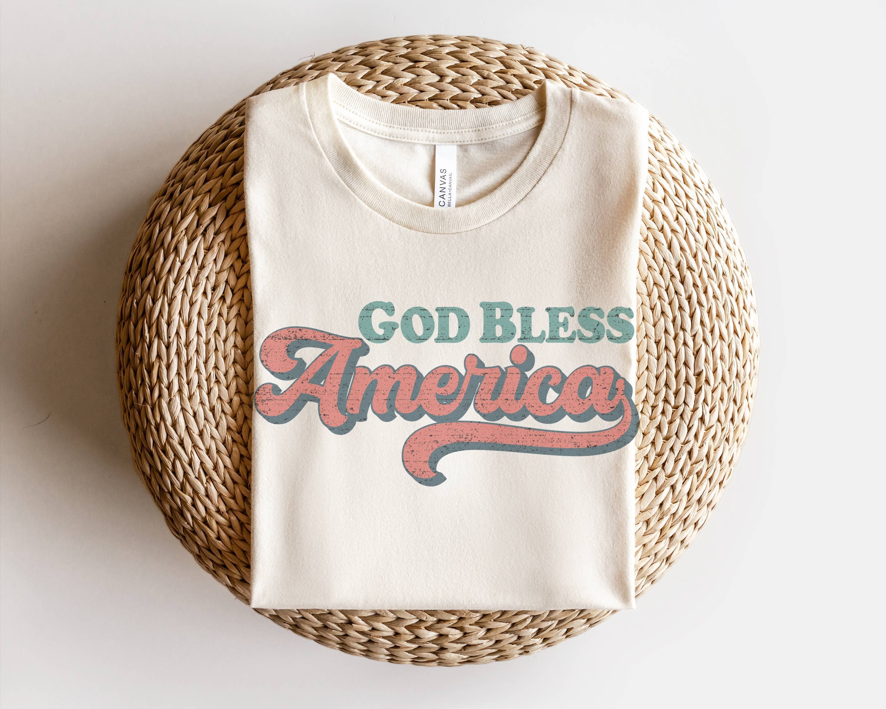 Retro God Bless America 4th of July Patriotic Graphic Tee