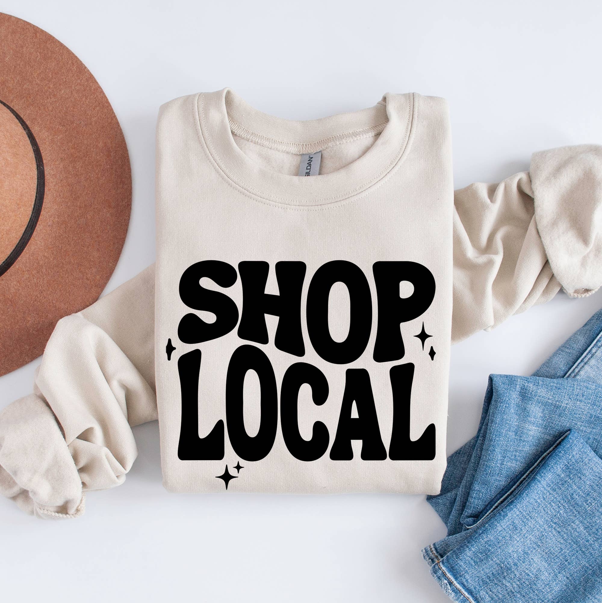 Shop Local Crewneck Sweatshirt, Shop Small