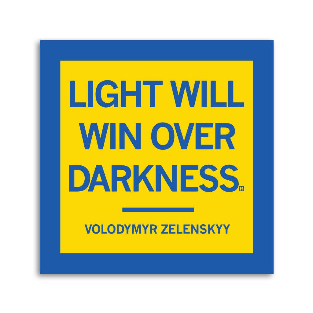 Zelenskyy: Win Over Darkness Quote Sticker