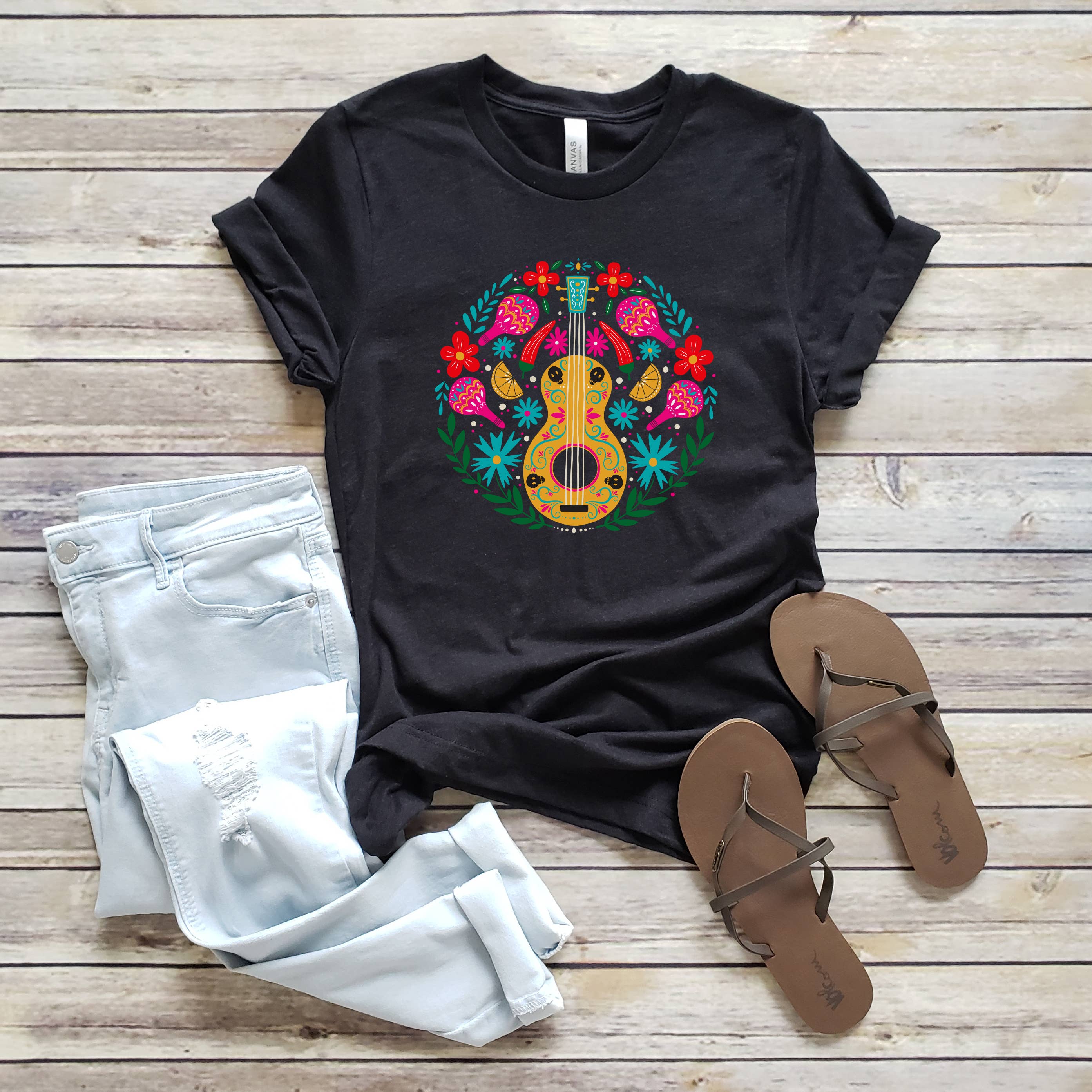 Day of the Dead Guitar Tee | Halloween | Sizes XS-2XL