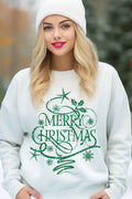 Merry Christmas Glitter Graphic Brushed Sweatshirts
