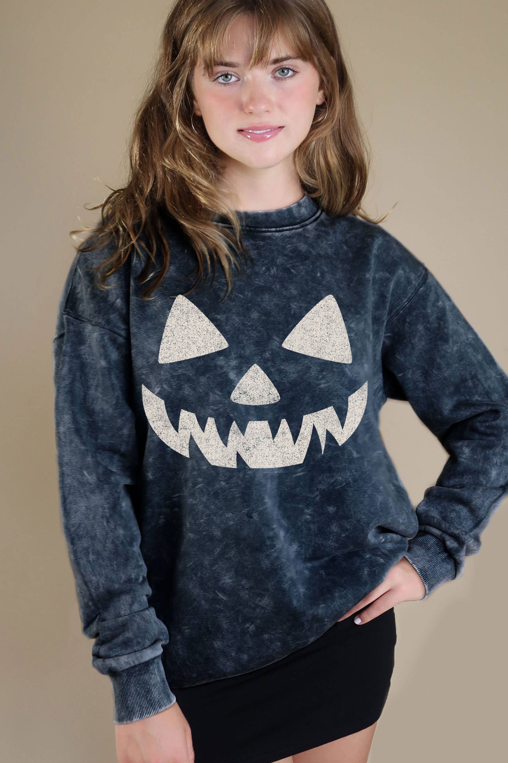 Jack O Lantern Graphic Brushed Sweatshirt