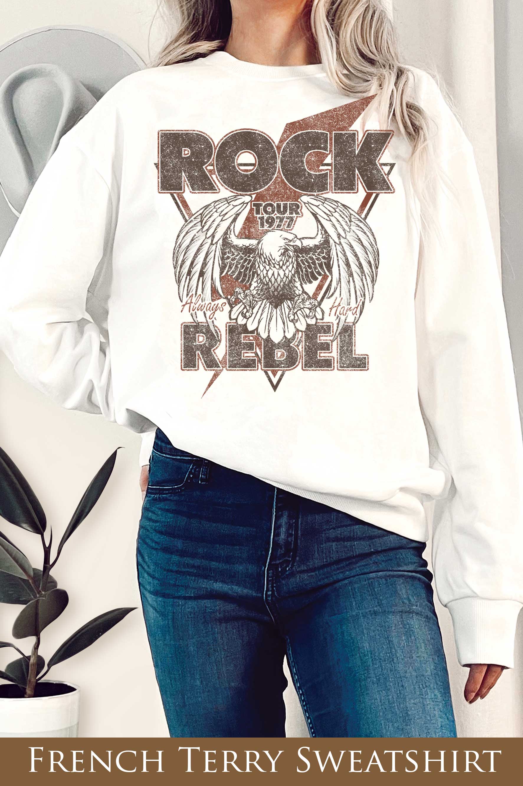 Rock Rebel Thunder Eagle Graphix Terry Sweatshirts