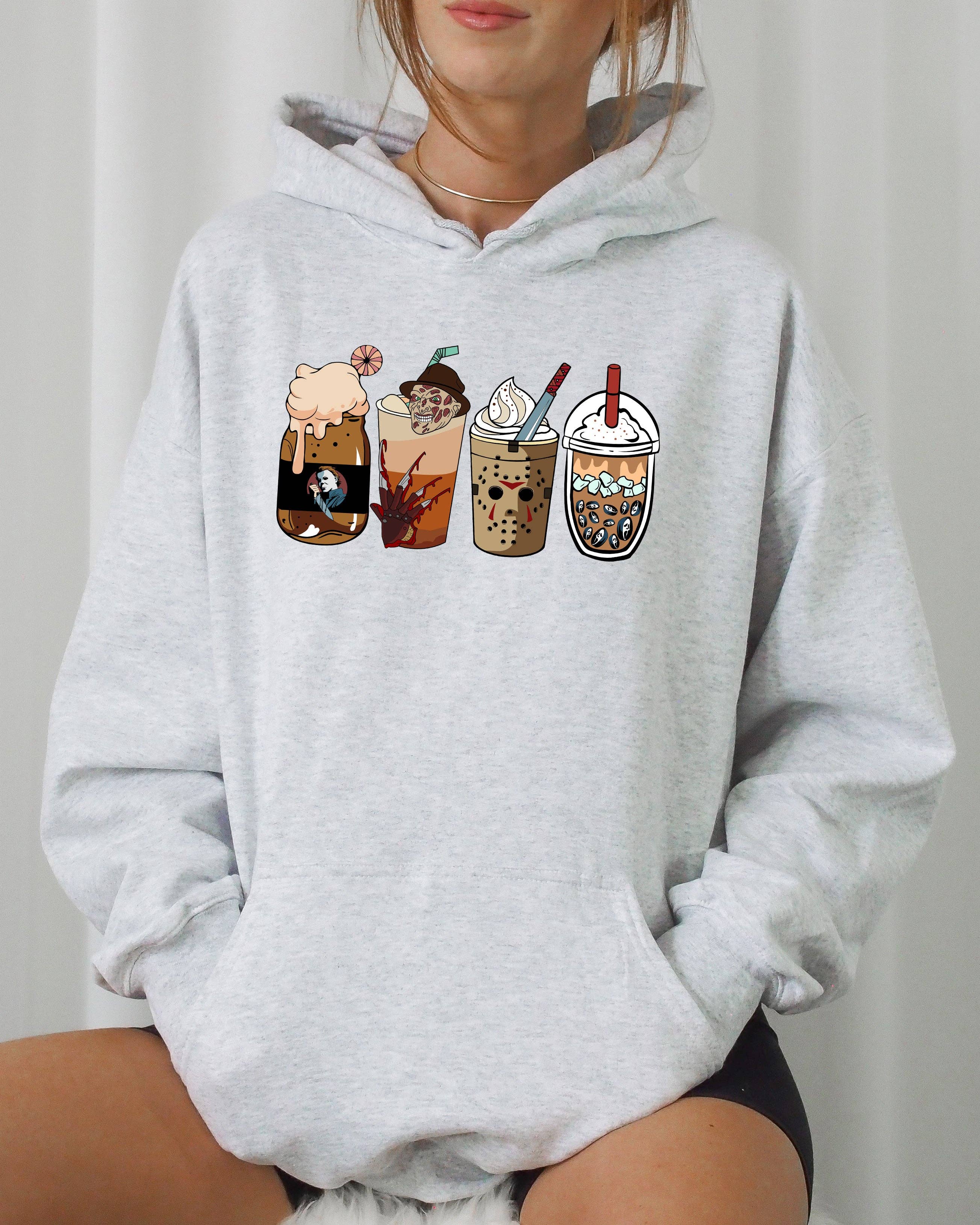 Halloween Coffee, Vintage, Skeleton, Ghost, Halloween Hoodie