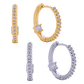 14K Dipped Paved Cz Hoop Huggie Earrings
