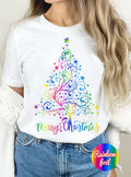 Rainbow Christmas Tree Foil Graphic Tshirts