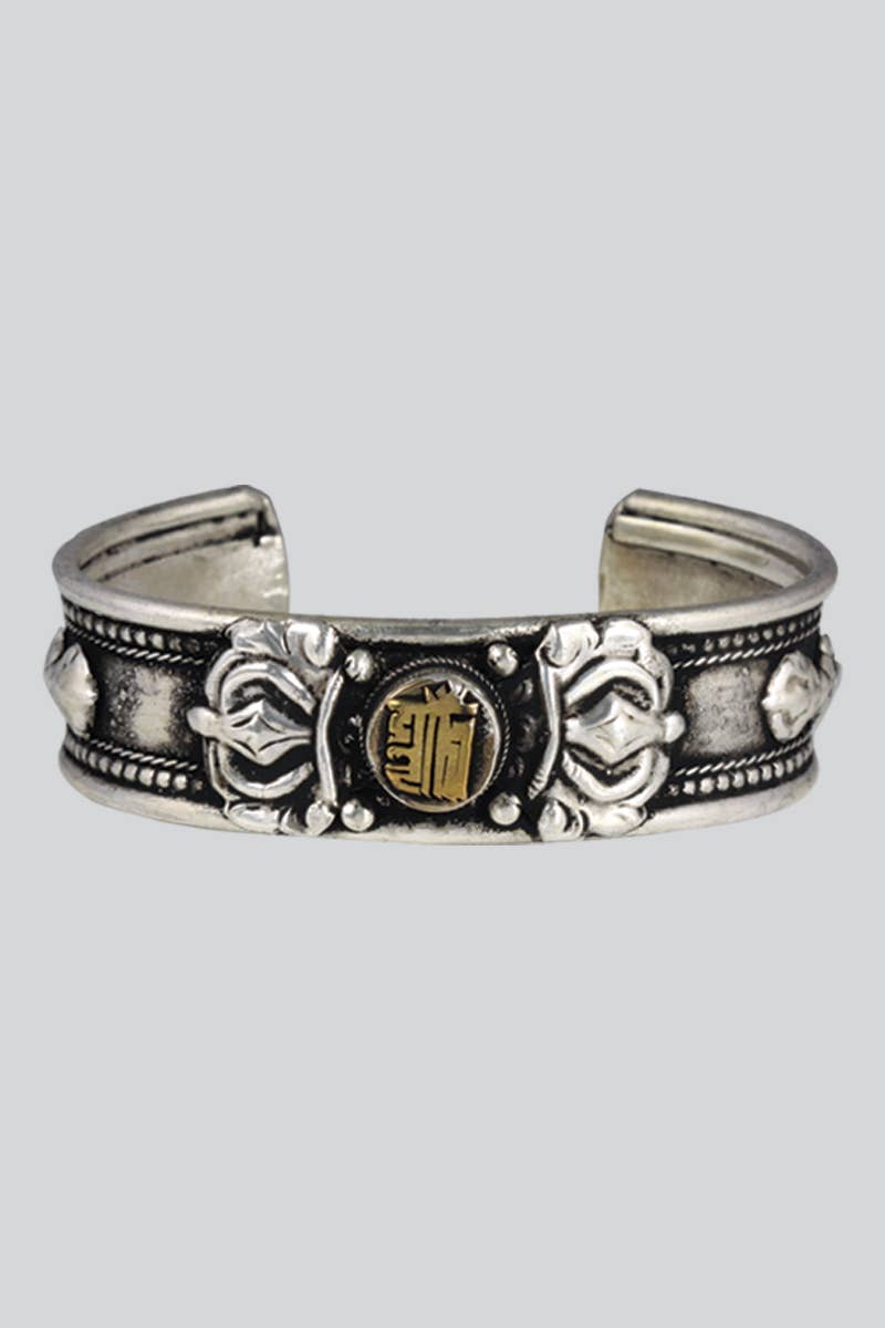 Kala Chakra White Metal Bracelet (MBR-09)