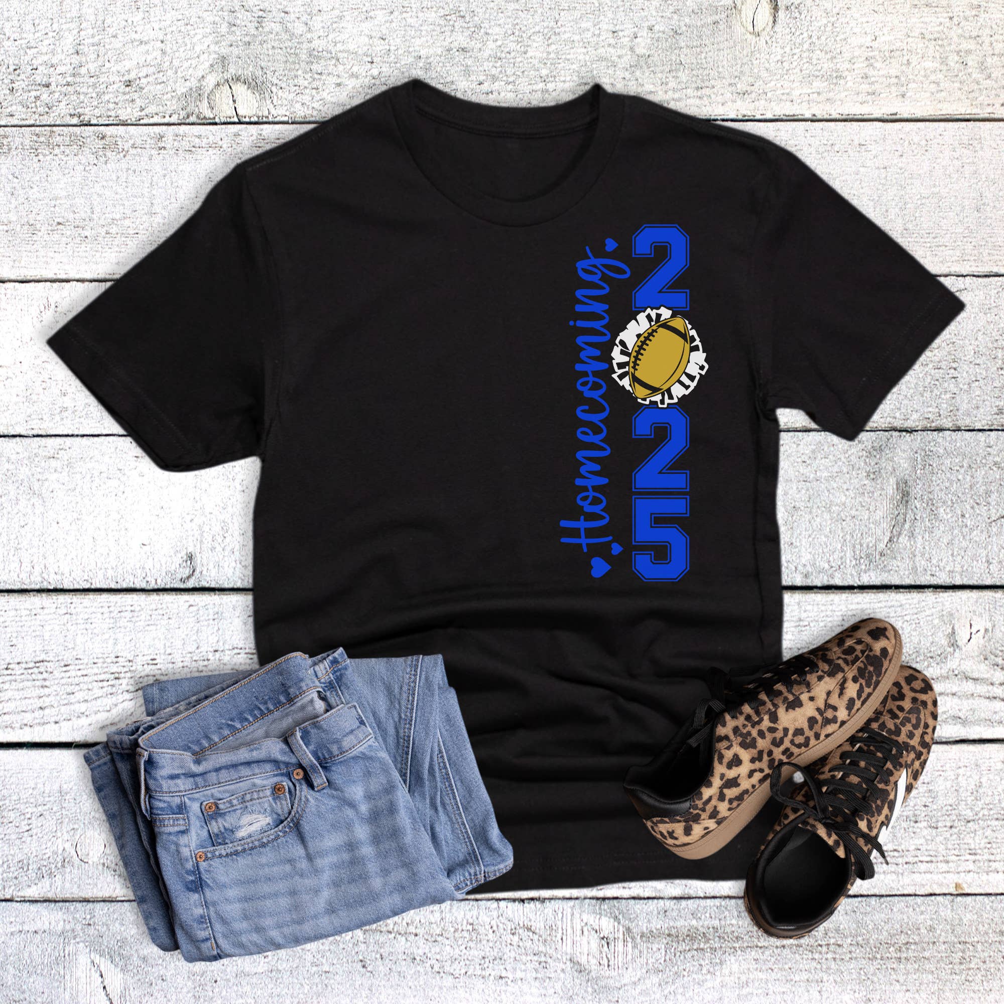 Custom Hoco Football Pompom Vertical Graphic Tee
