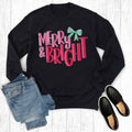 Retro Coquette Merry and Bright Christmas Sweatshirt