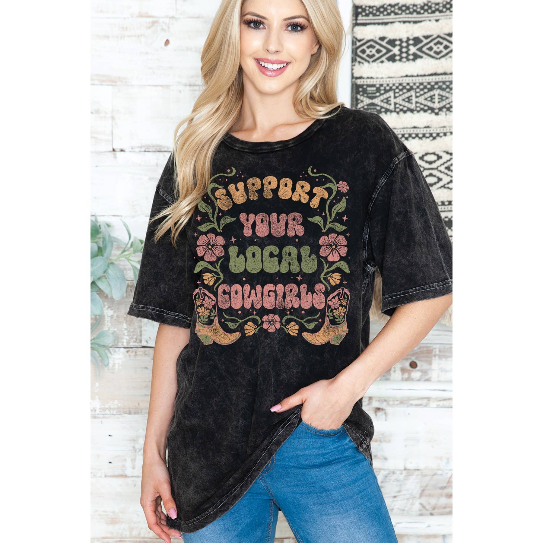 Support Cowgirls - Unisex Oversized Mineral Wash