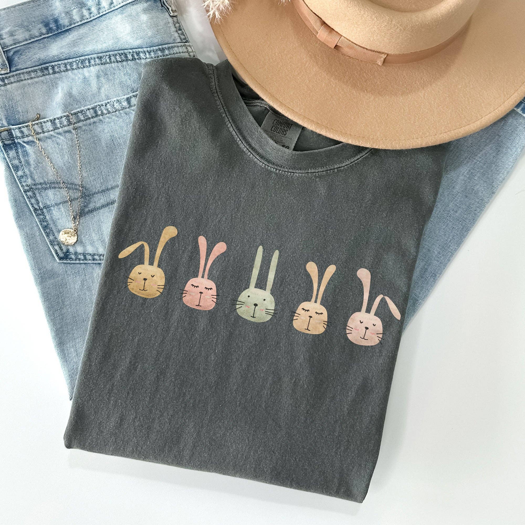 Cute Rabbits in A Row, Easter Comfort Colors Tshirt
