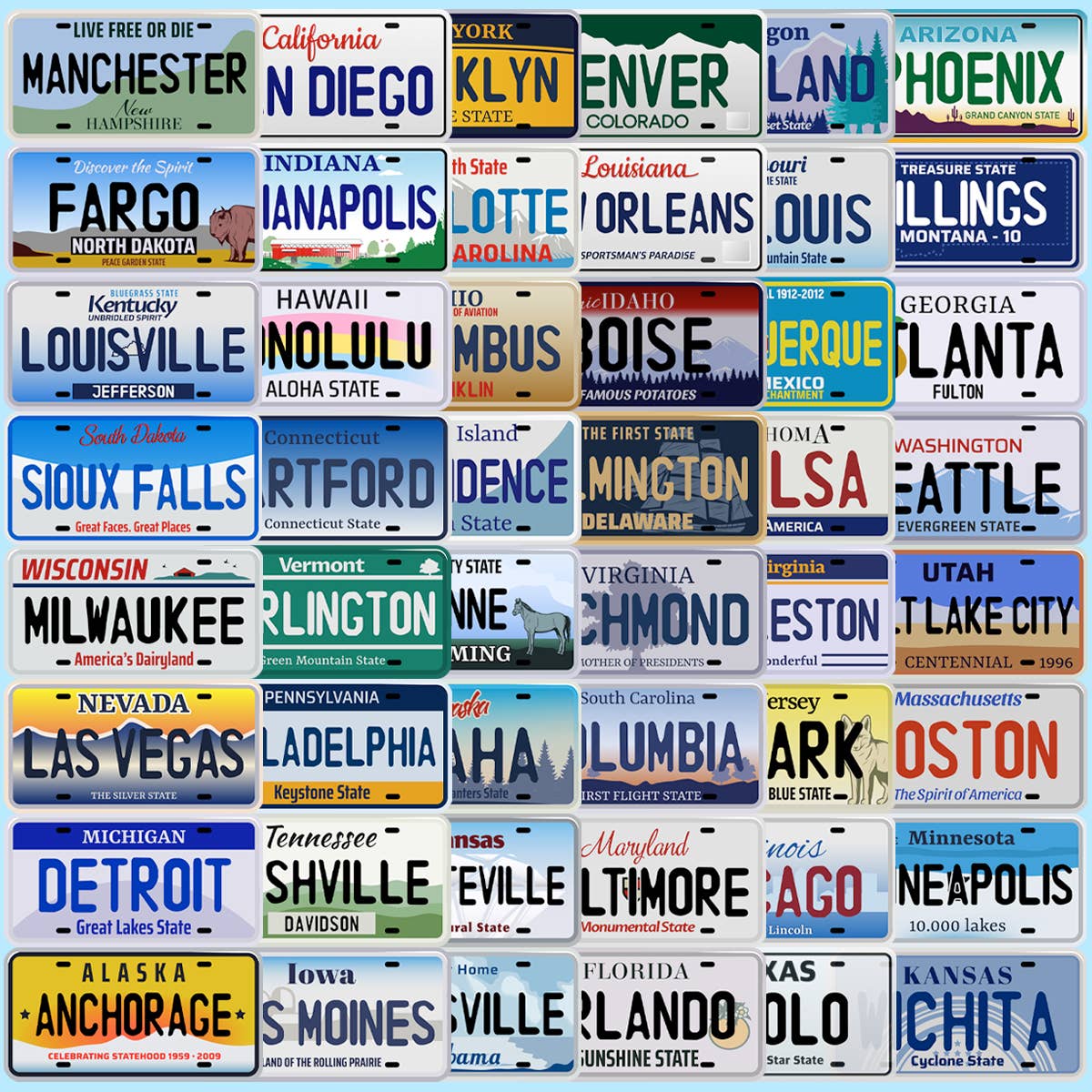 Personalized License Plate Sticker Decal, Custom City State