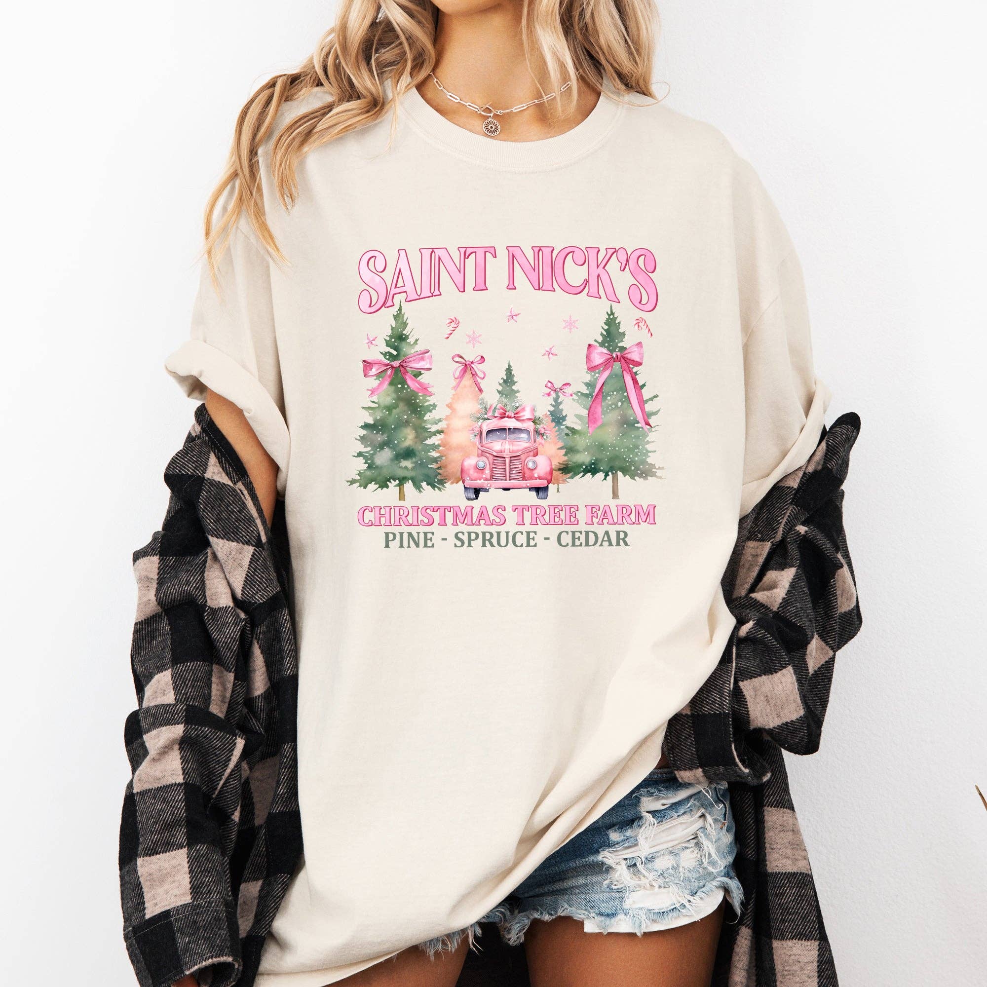 Saint Nick's Christmas Tree Farm, Retro, Santa Xmas Tshirt