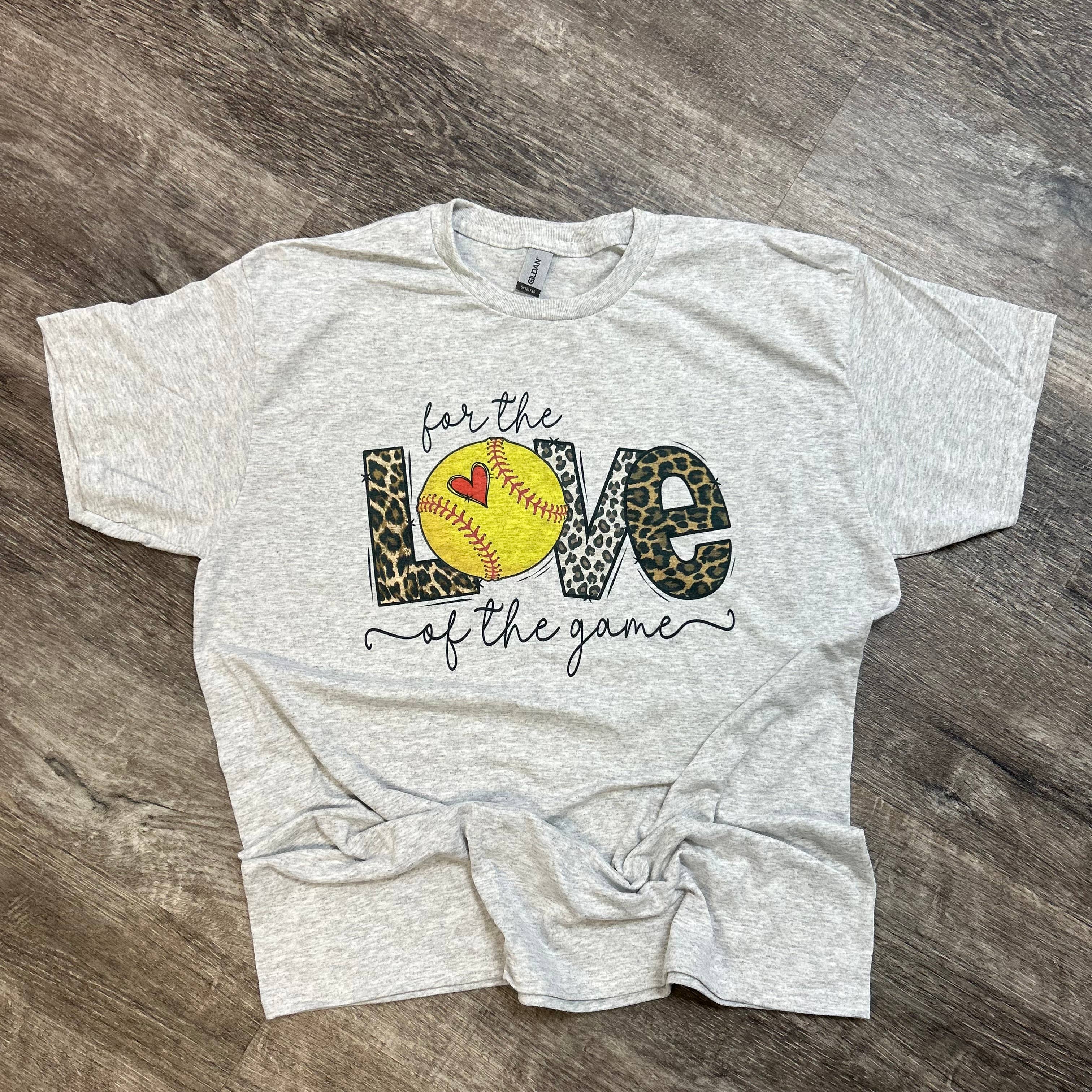 Softball: For the Love of the Game Leopard On Ash Gray Tee