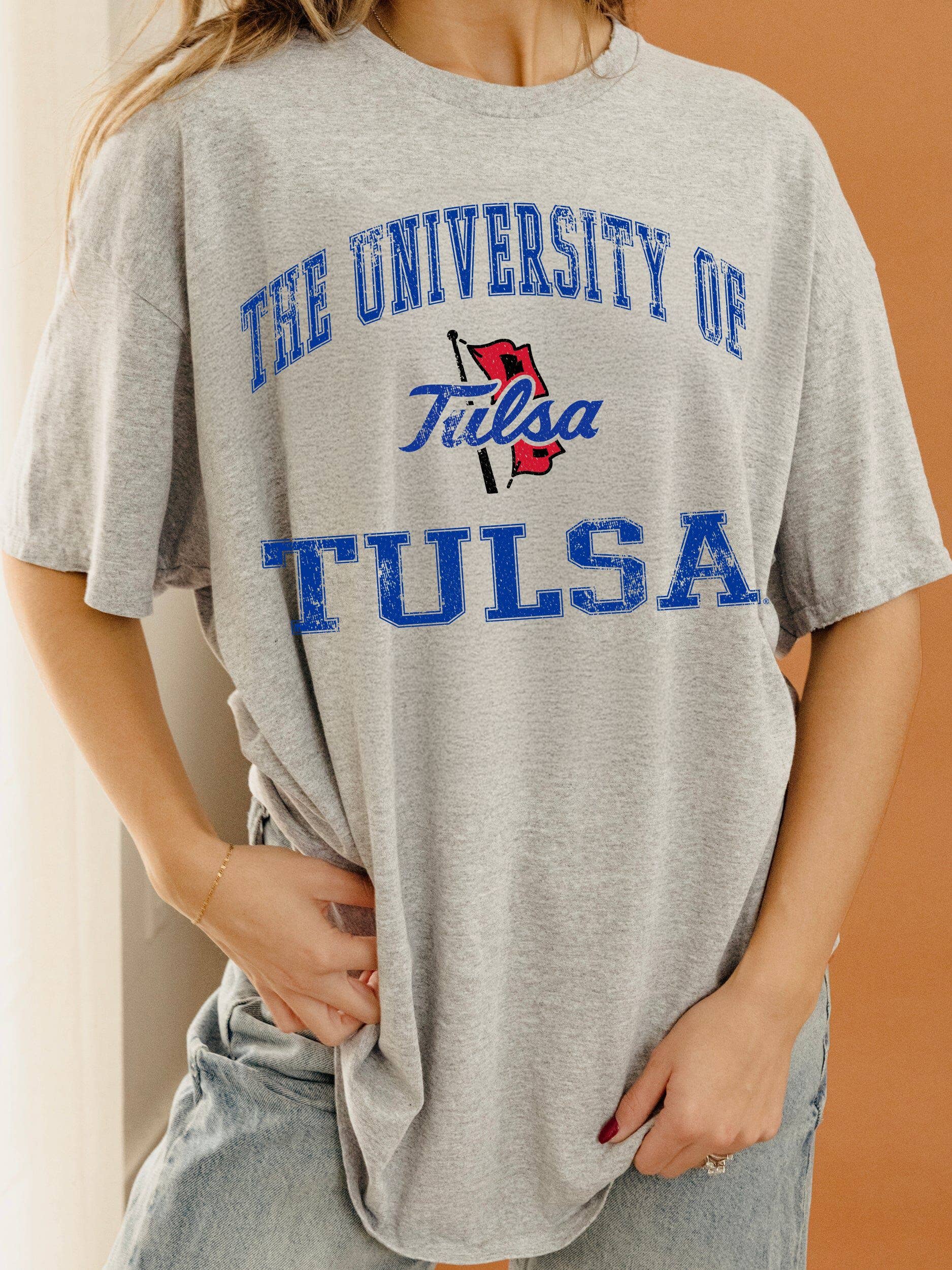 University of Tulsa Vintage Sport Ash Gray Thrifted Tee