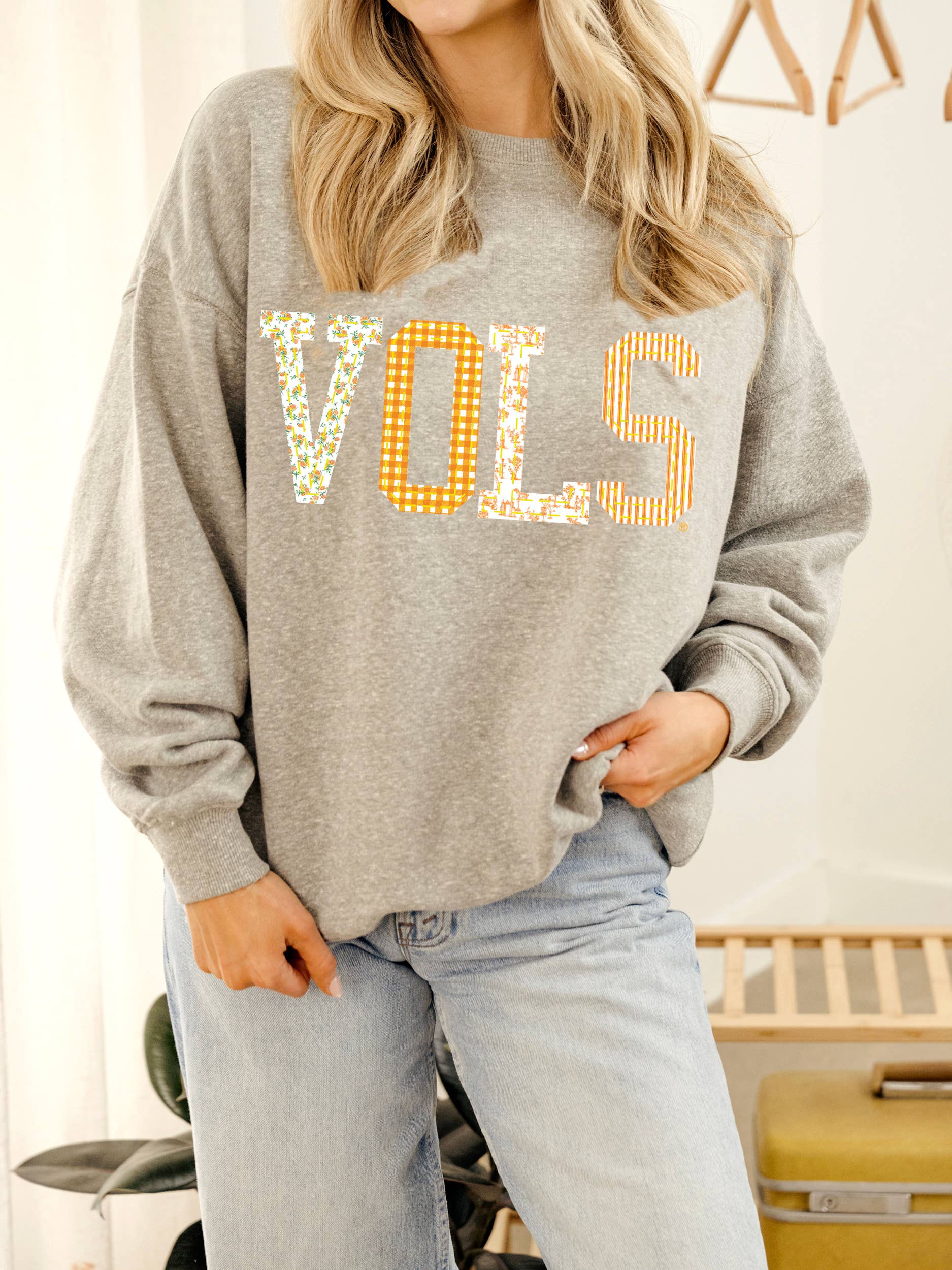 Tennessee Vols Quilted Puff Ink Ash Gray Thrifted Sweatshirt