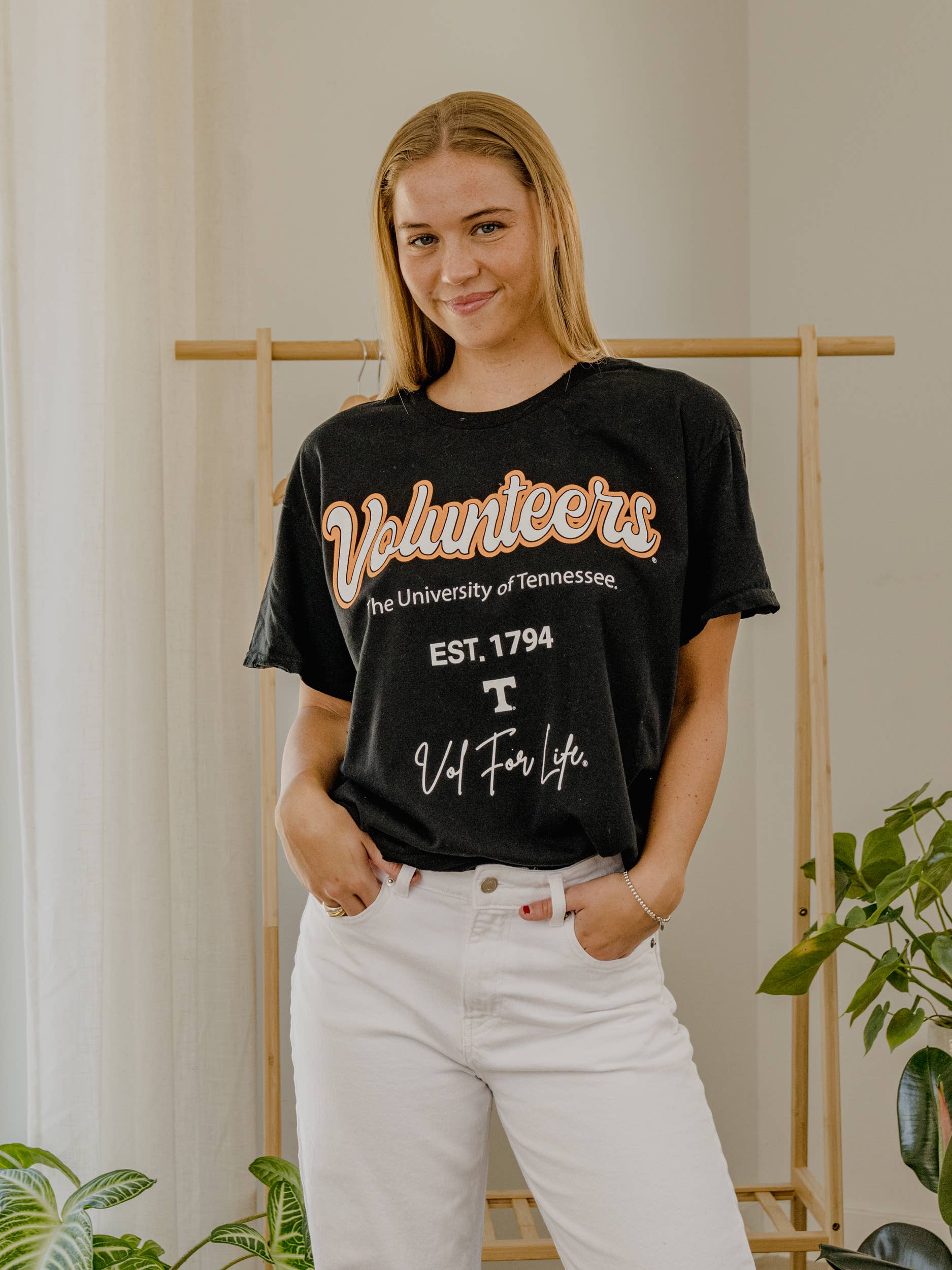 Tennessee Volunteers Vols Letterman Black Thrifted Tee