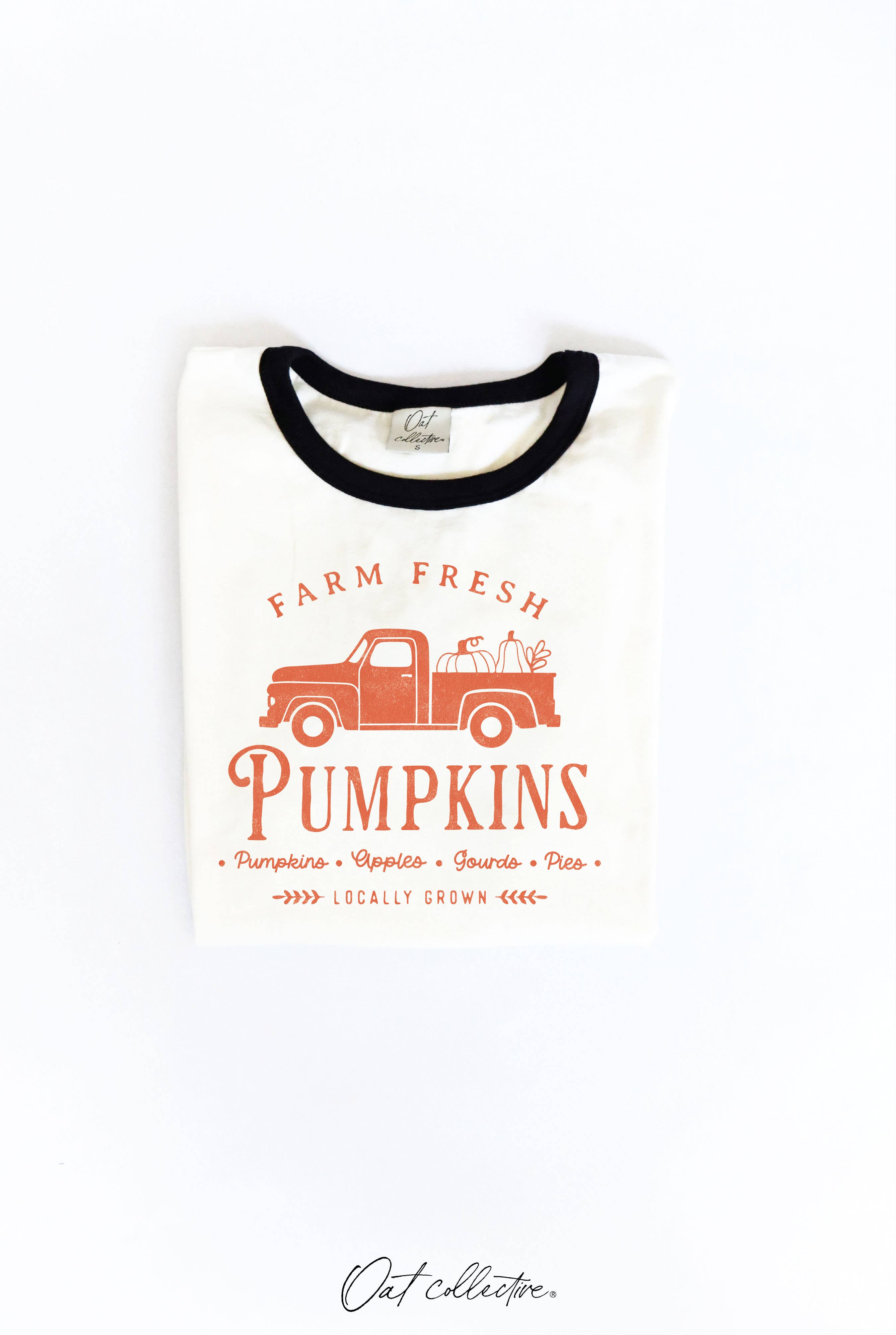 Farm Fresh Pumpkins Ringer Graphic Top