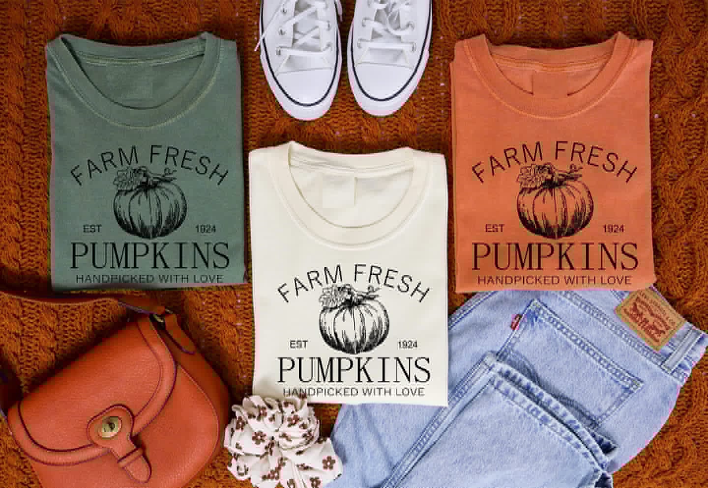 Farm Fresh Pumpkins Vintage Fall Comfort Colors Graphic Tee