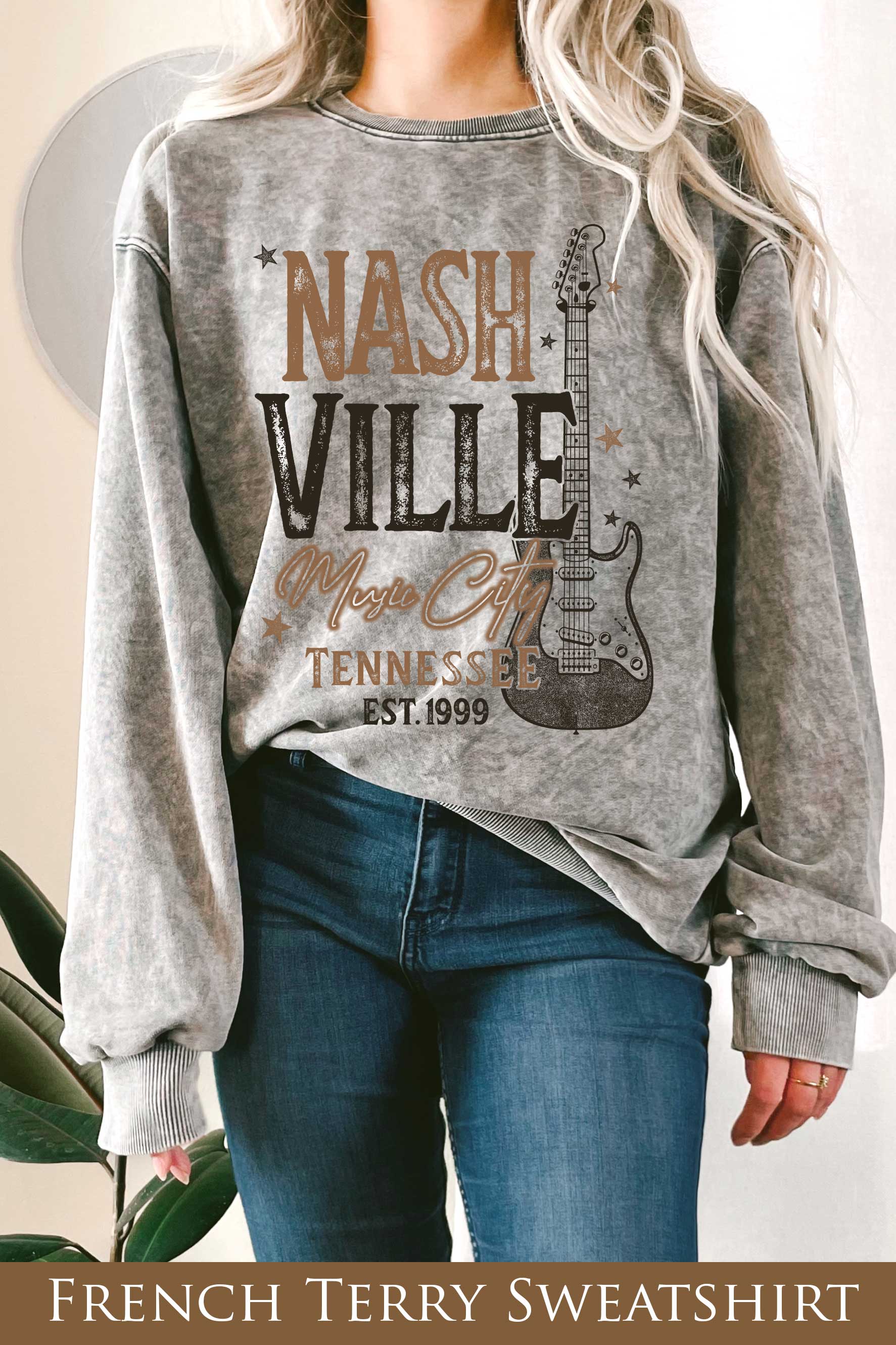Nashville Music City Mineral Graphix Terry Sweatshirt