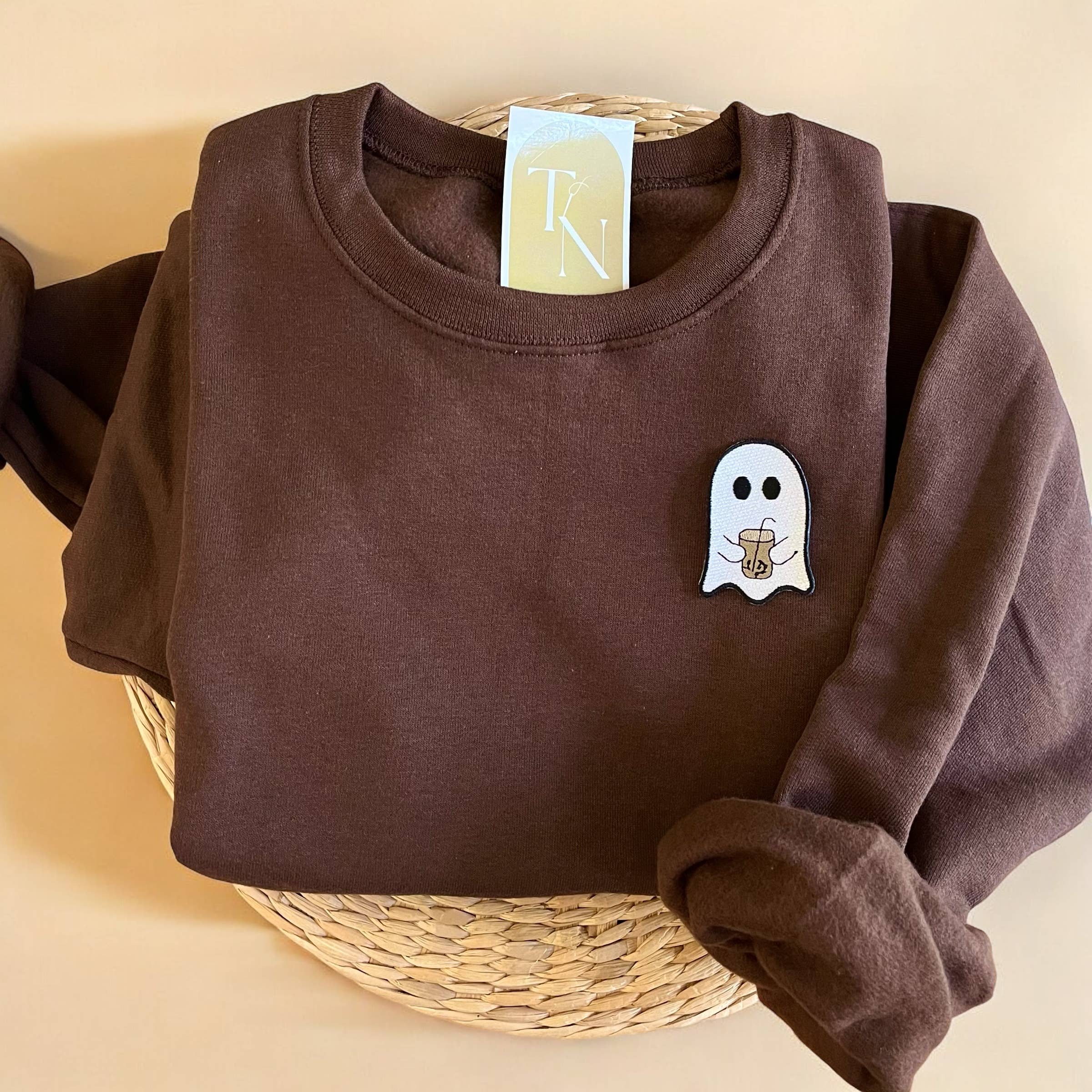 Ghost with Coffee Sweatshirt, Ghost Halloween Sweatshirts