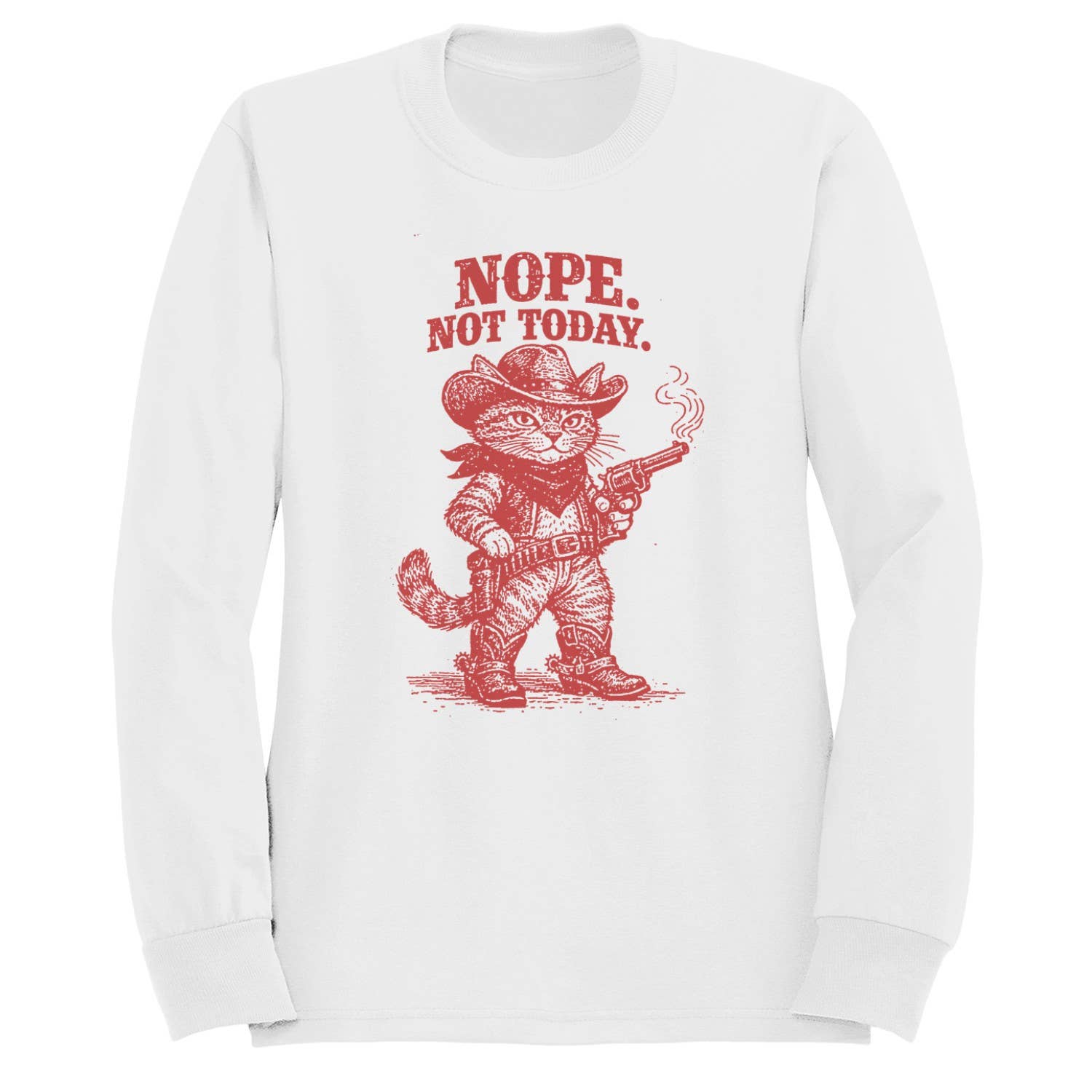 Cowboy Cat Funny Women's Sweatshirt White