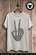Skull Hand Peace Sign Graphic Top