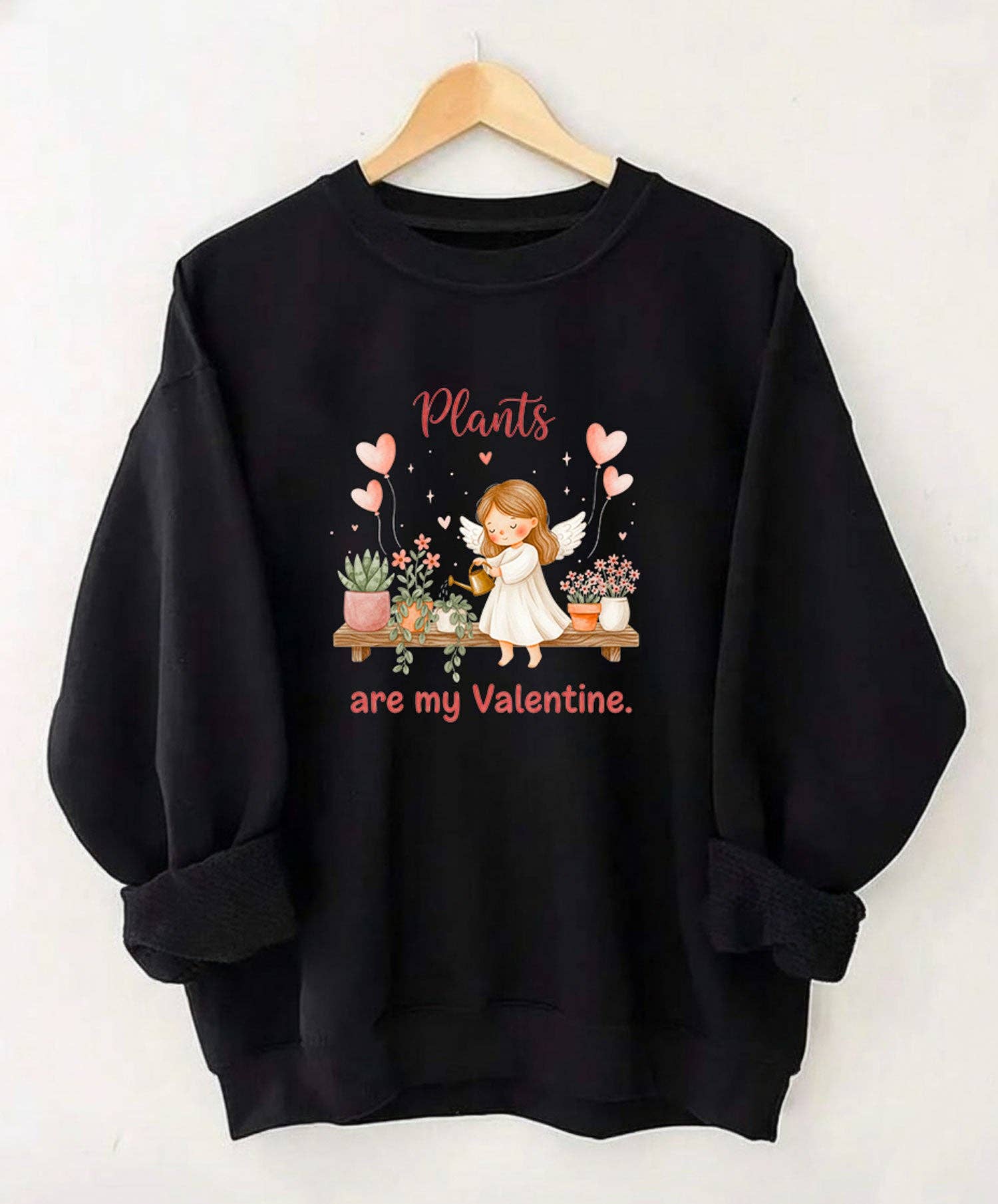 Plants Are My Valentine Sweatshirt, Valentine’S Day Plant Lover Gift, Cute Botanical Crewneck, Plant Mom Sweater