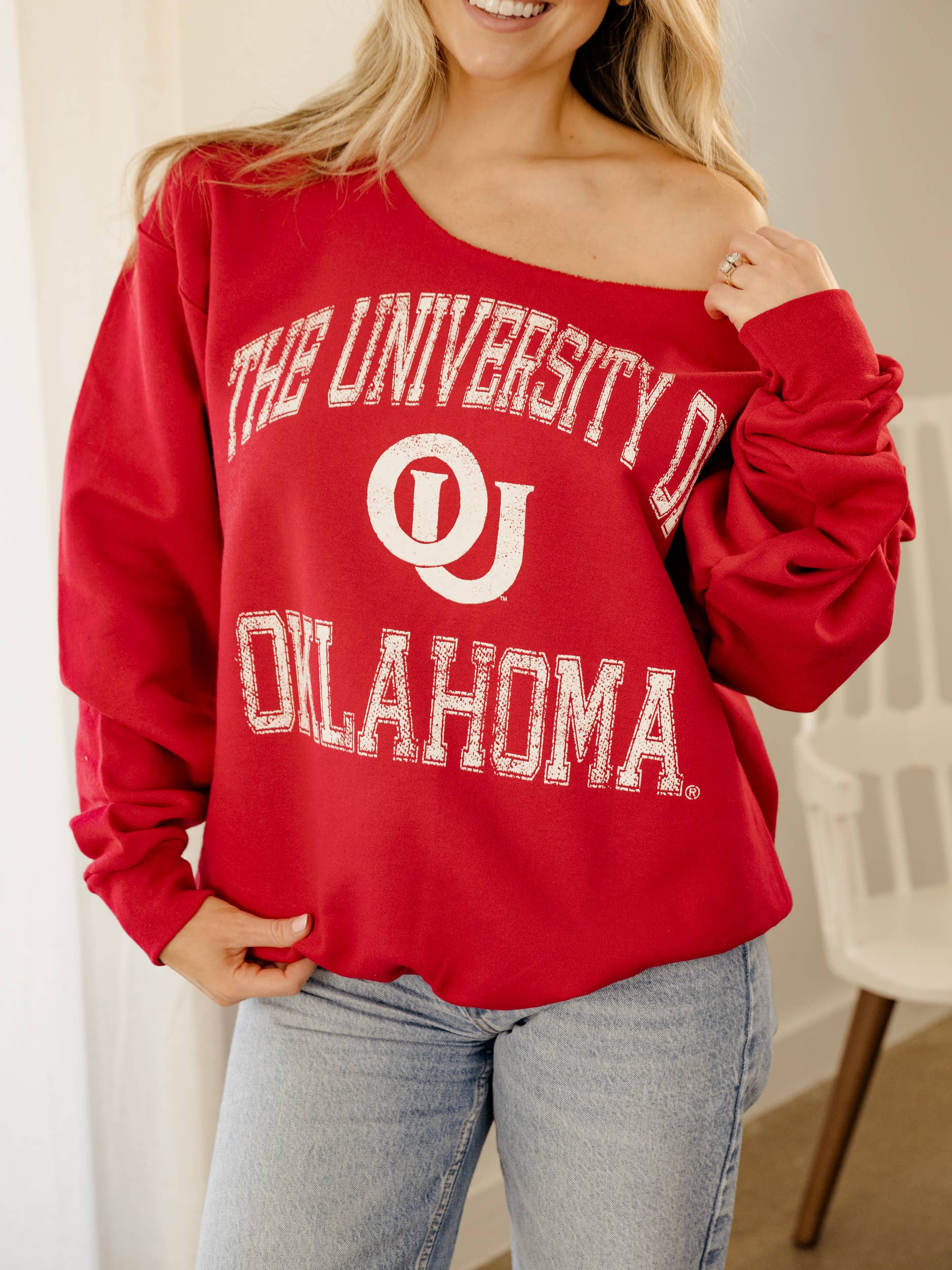 Ou Sooners Vintage Sport Red Flashdance Sweatshirt