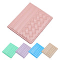 Vegan Leather Woven Braid Card Wallet Light Color
