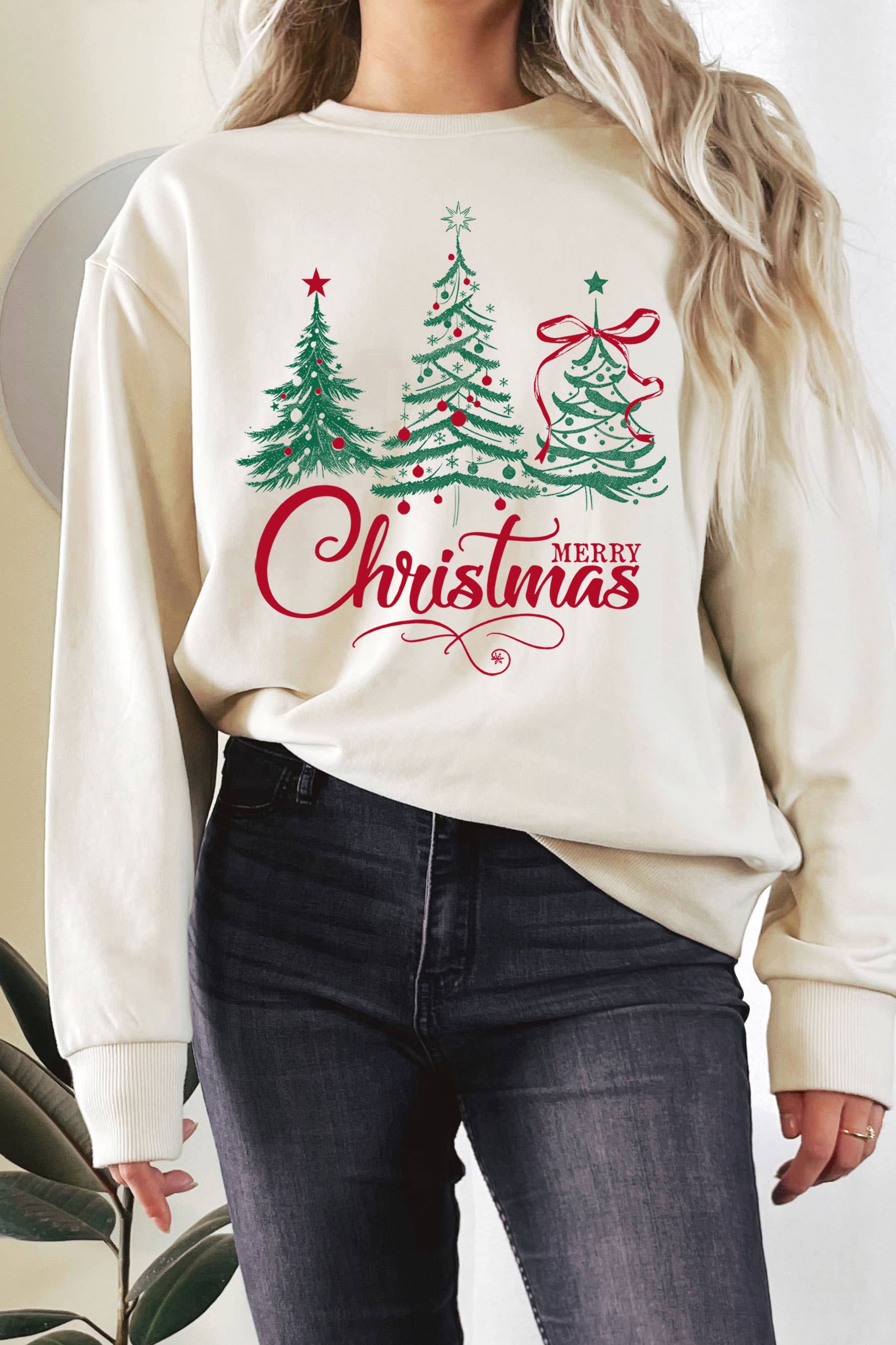 Merry Christmas Tree Graphic Terry Sweatshirts