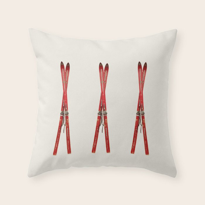 Vintage Skis Throw Pillow Gallery Image 6