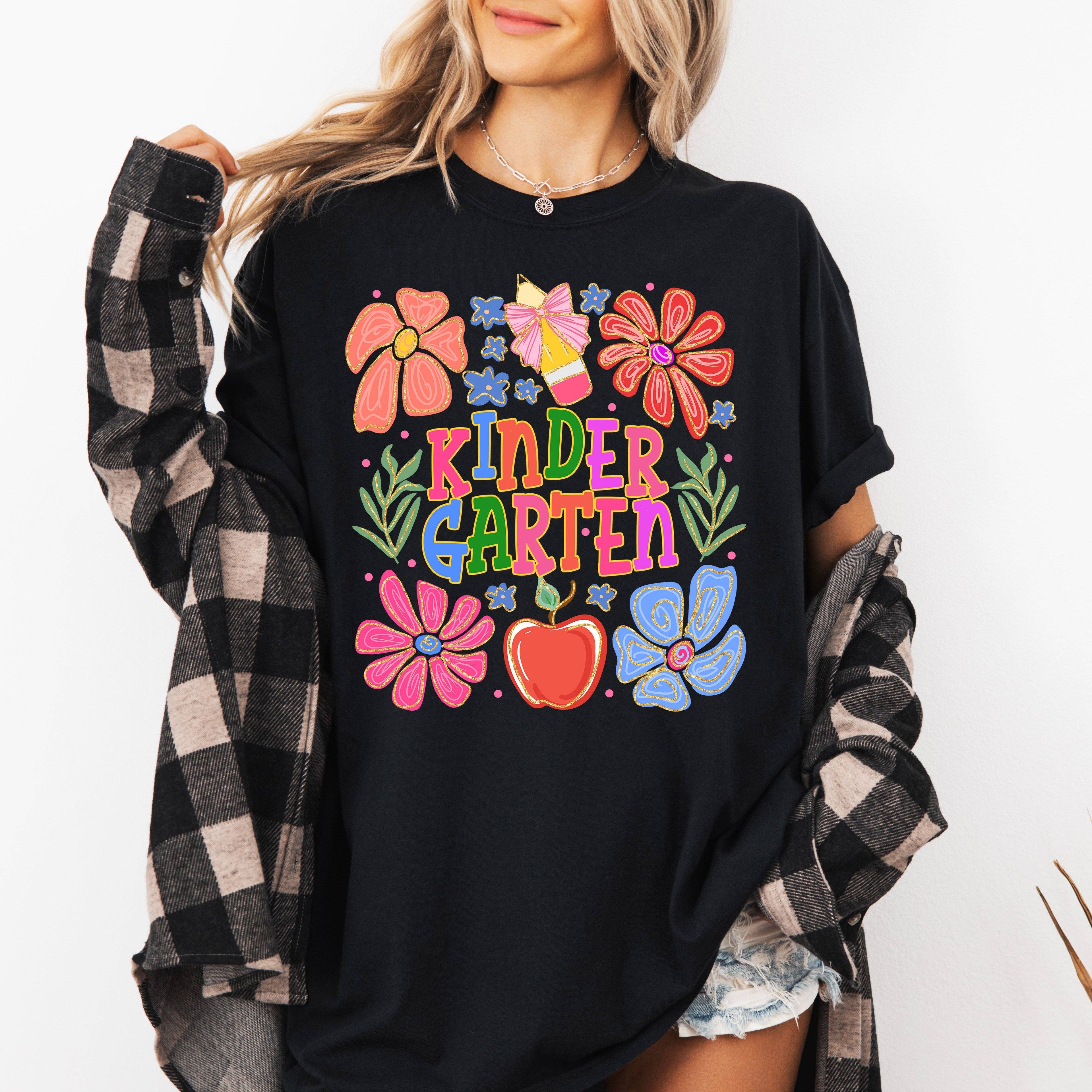 Kindergarten, Boho, Teacher, Back To School, Floral T-Shirt