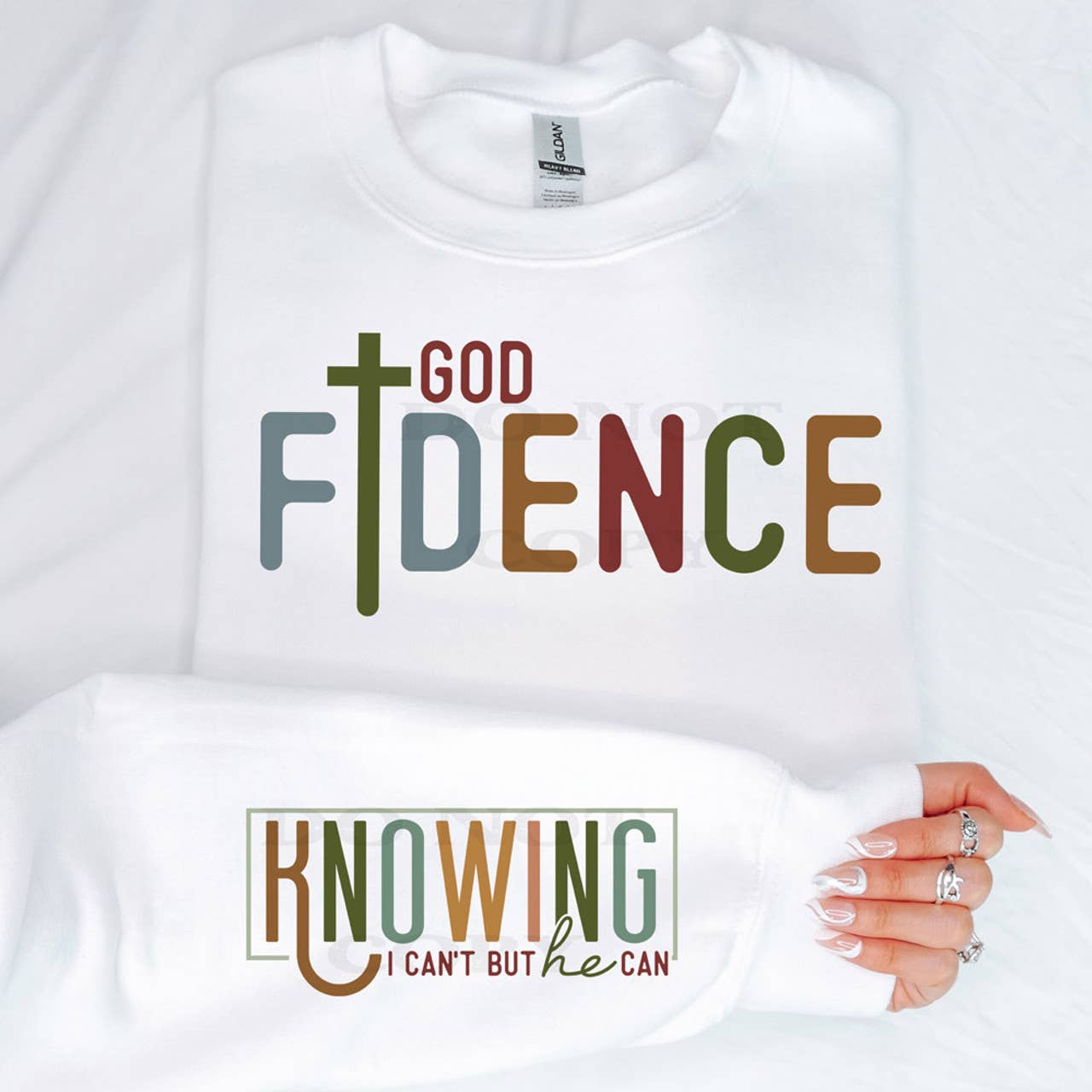 Godfidence + Sleeve Crewneck Sweatshirt