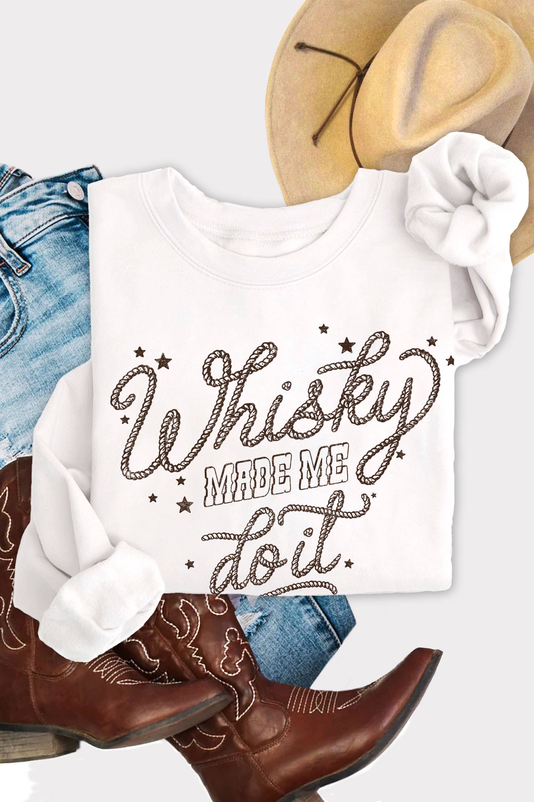 Whisky Made Me Do It Graphic Brushed Sweatshirts