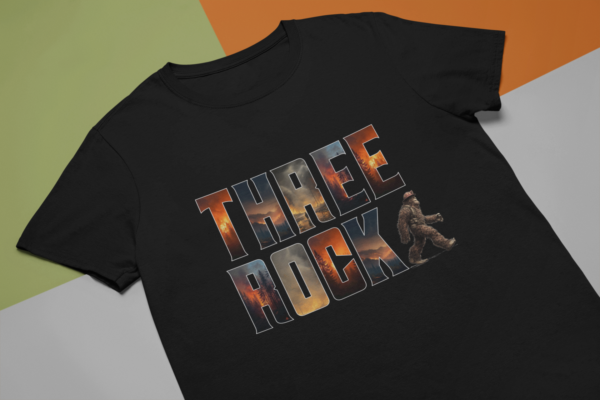 Three Rock Bigfoot Fire Fighter Tshirt