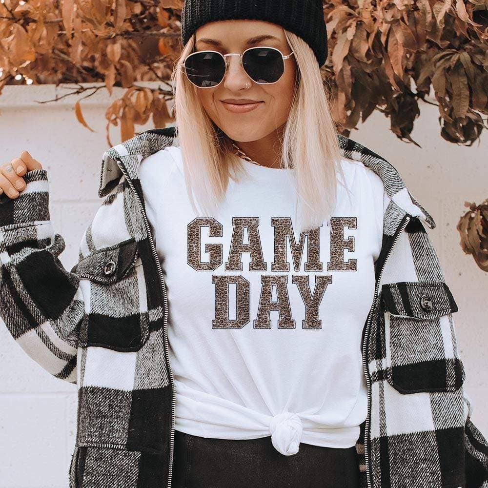 Gameday Leopard Print - White Tee