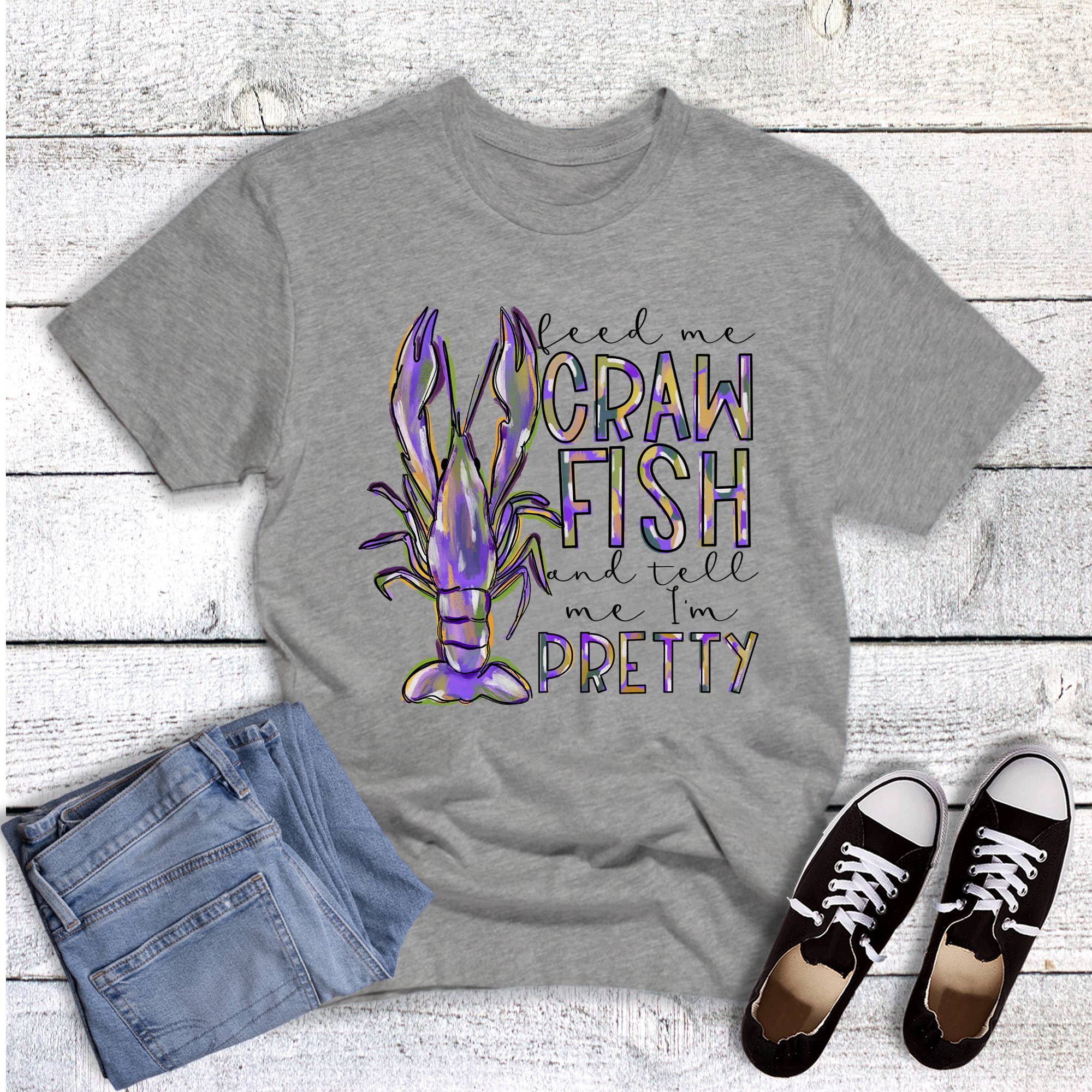 Mardi Gras Feed Me Crawfish Graphic Tee