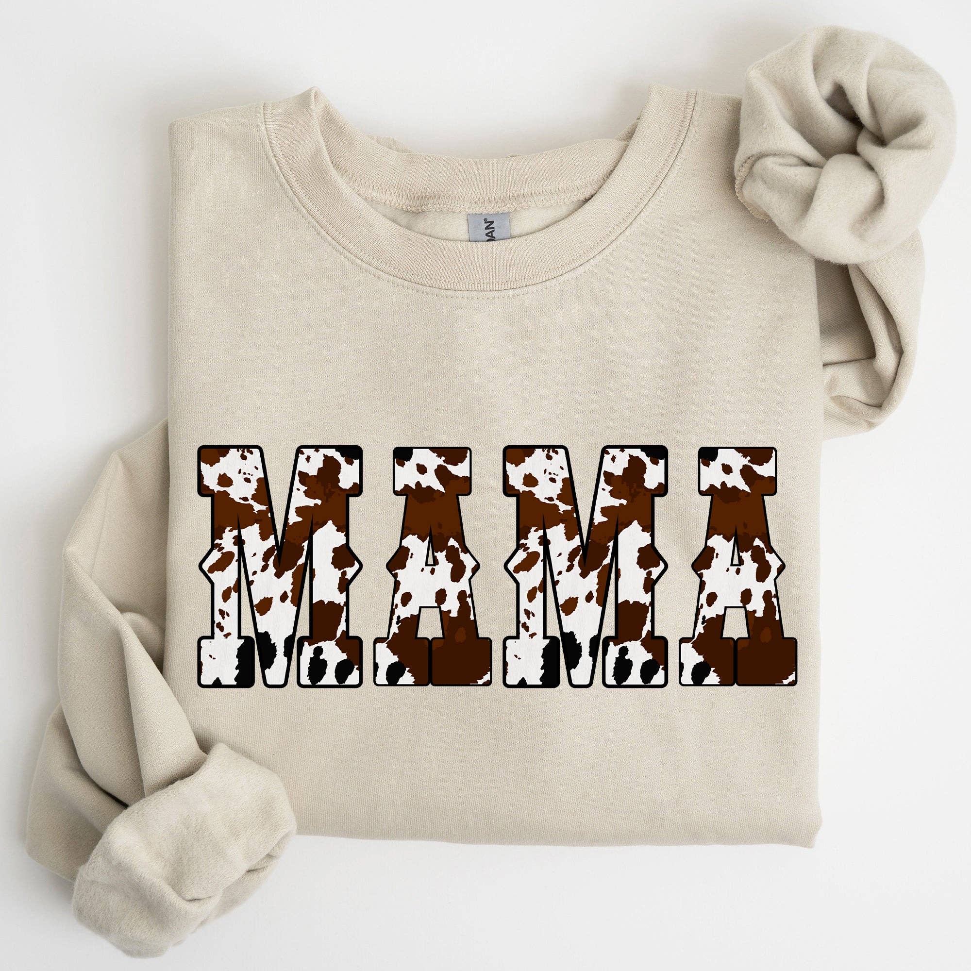 Mama, Cow Print, Western, Country, Varsity Retro Sweatshirt