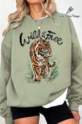 Wild and Free Tiger Hand Drawn Graphic Brushed Sweatshirts