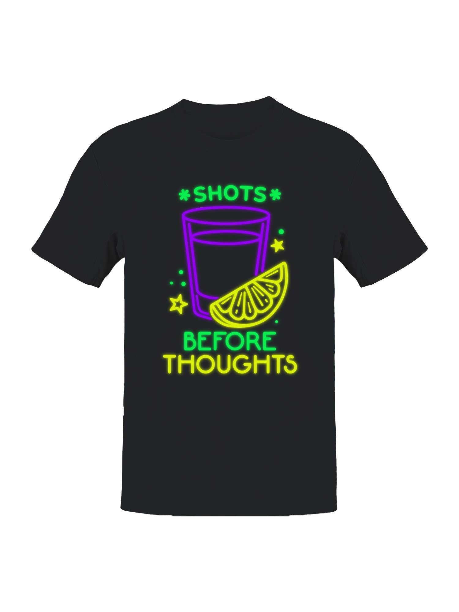 Shots Before Thoughts Neon Art Men's T-Shirt