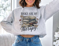Books Are My Therapy - Cute Book Canvas Gray Sweatshirt