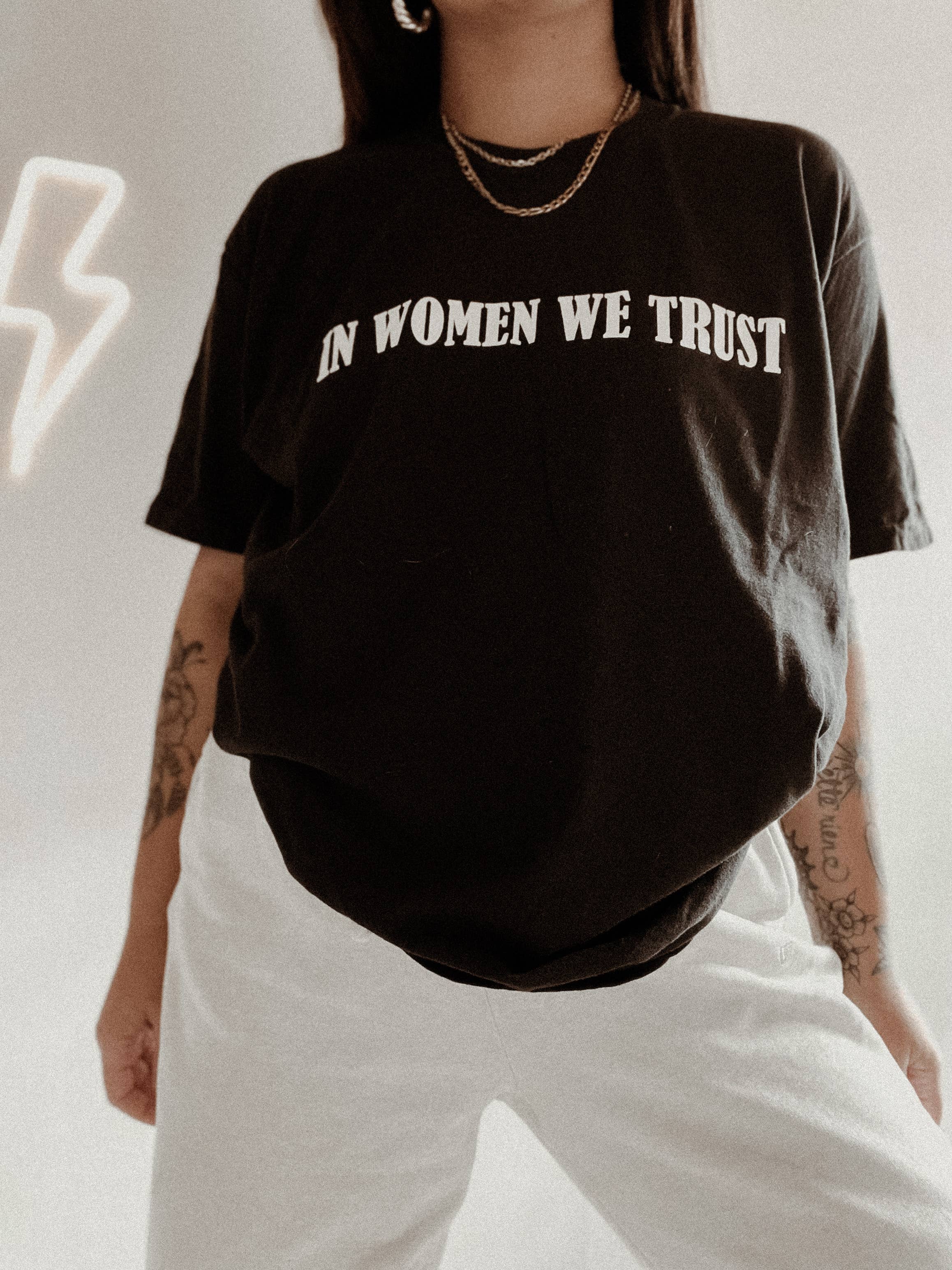 In Women We Trust Feminist Women’S Graphic Tee -  Black