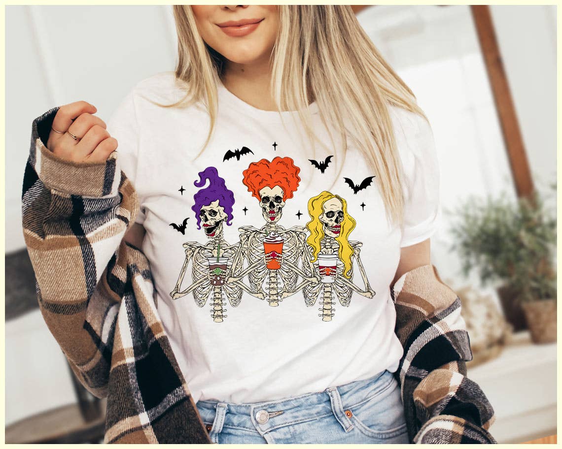 Sanderson Coffee Skeletons - Hocus Pocus Halloween Shirt